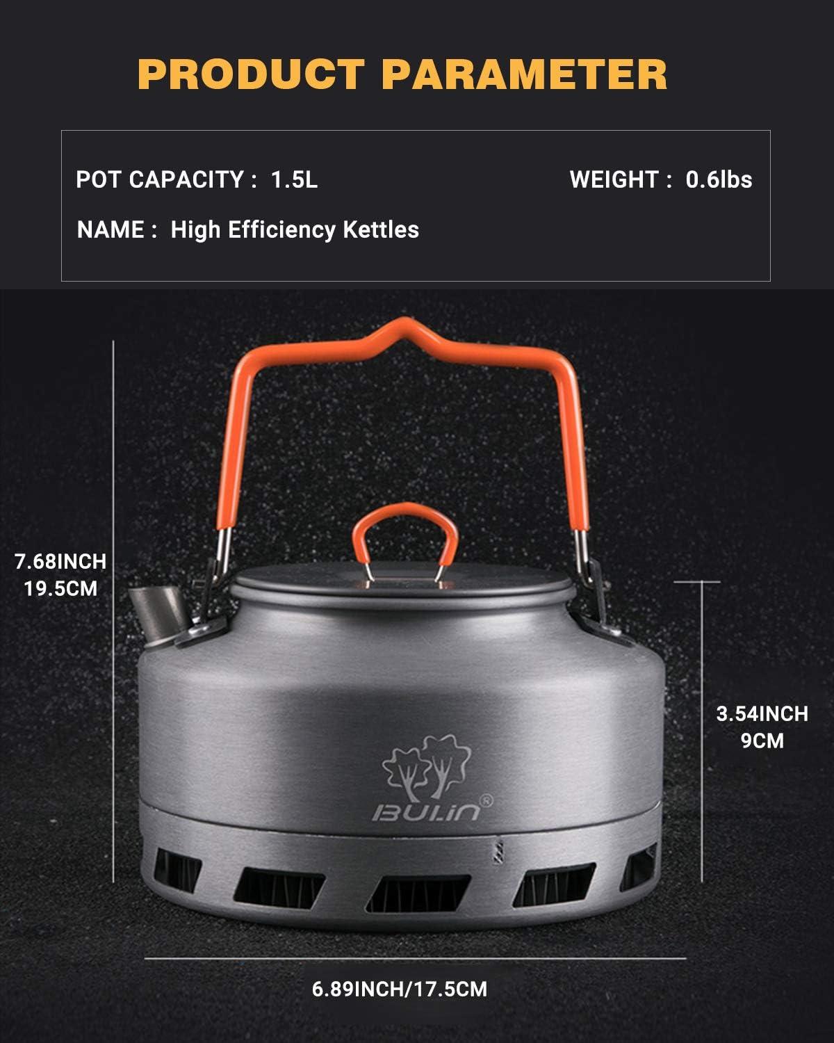 Bulin Camping Kettle 1.5 Liter Fast Heating Camp Tea Coffee Pot