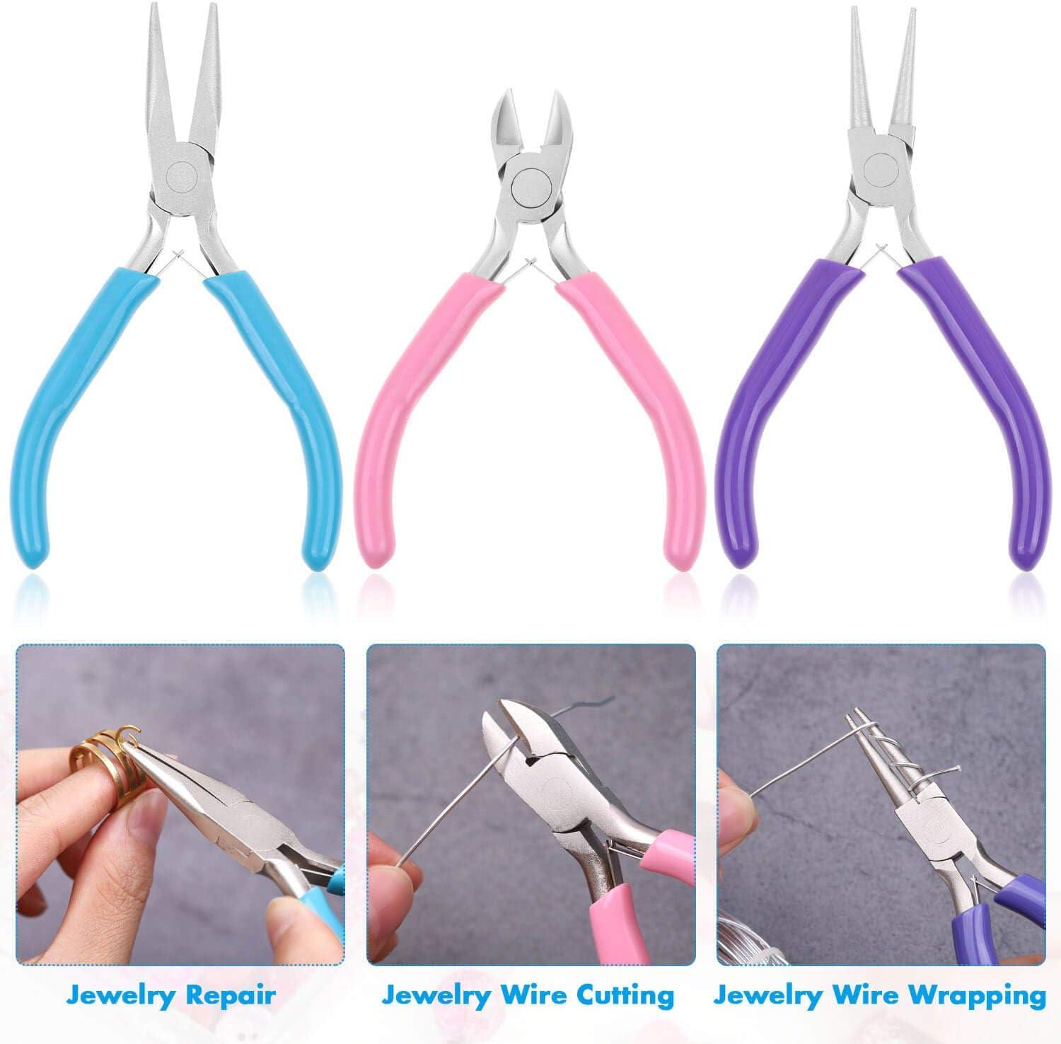 5 Rolls Jewelry Wire 3 Pieces Jewelry Pliers Tarnish Resistant Beading Wire  Needle Nose Pliers Wire Cutters Jewelry Copper Wire Jewelry Repair Making