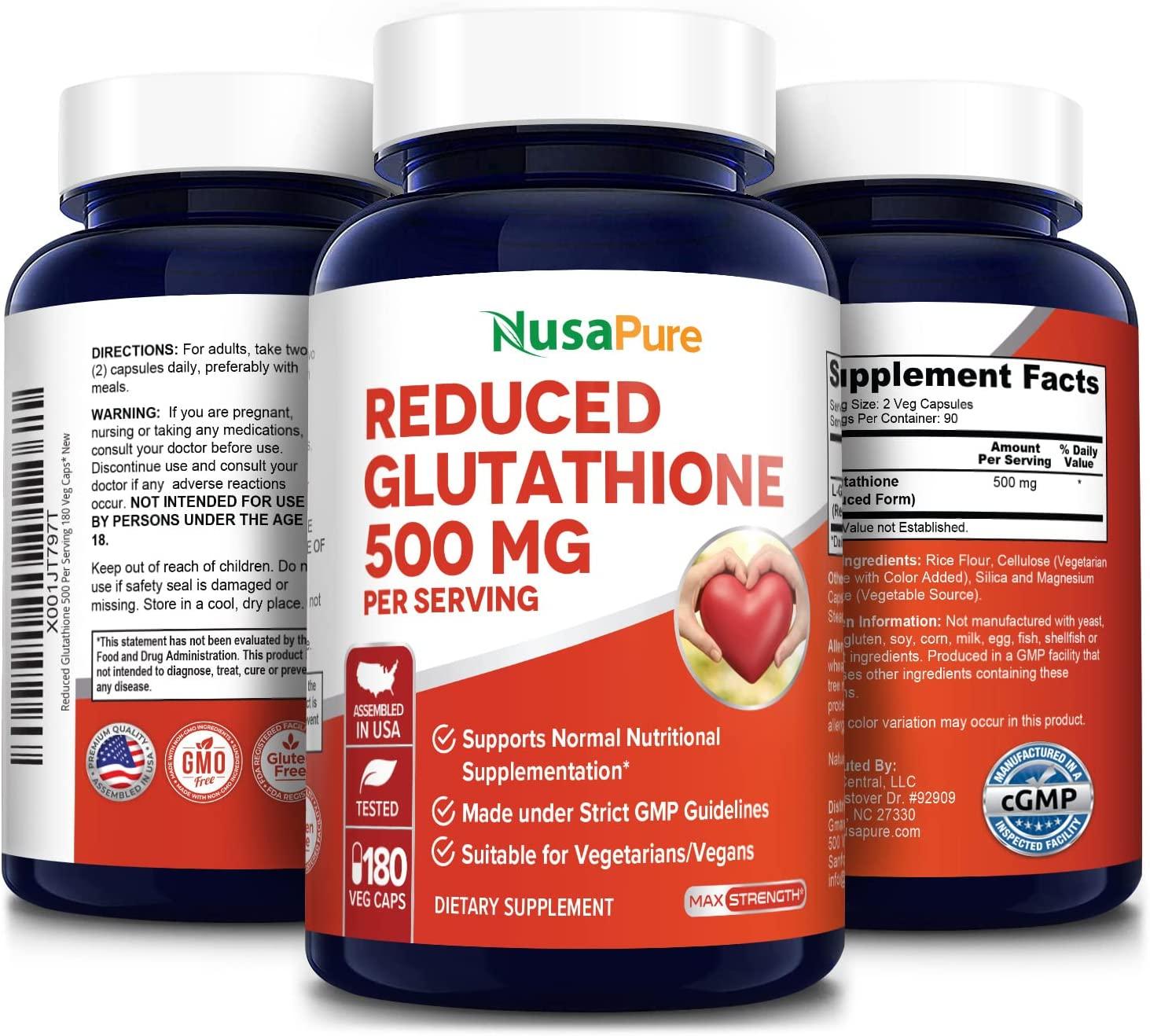 Glutathione 500mg 180 Vegan Capsules | Non-GMO & Gluten-Free | Buy Now with  Express International Delivery | GoSupps.com