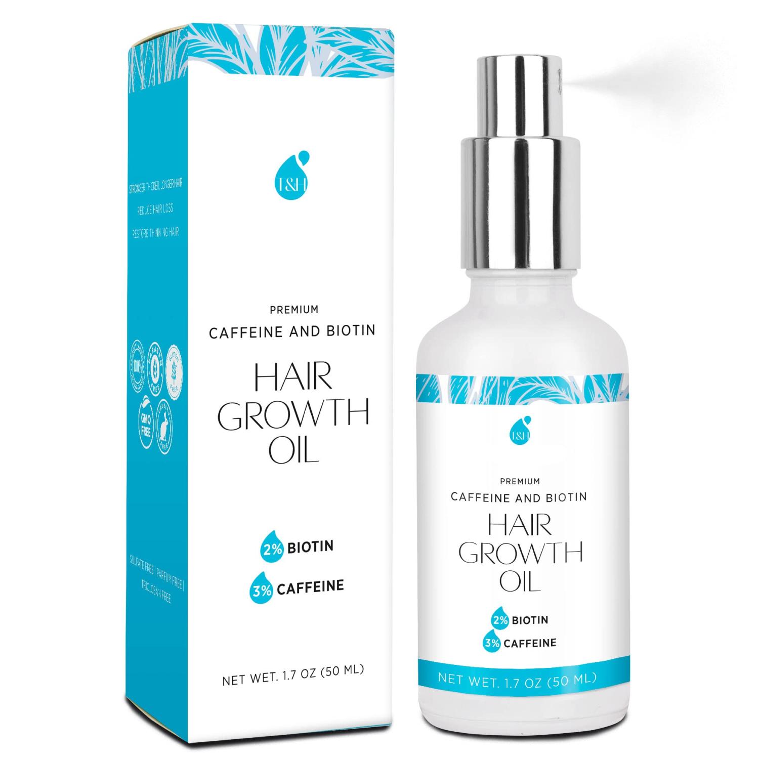 Hair Growth Oil Spray with Biotin and Caffeine, Hair Growth Serum for