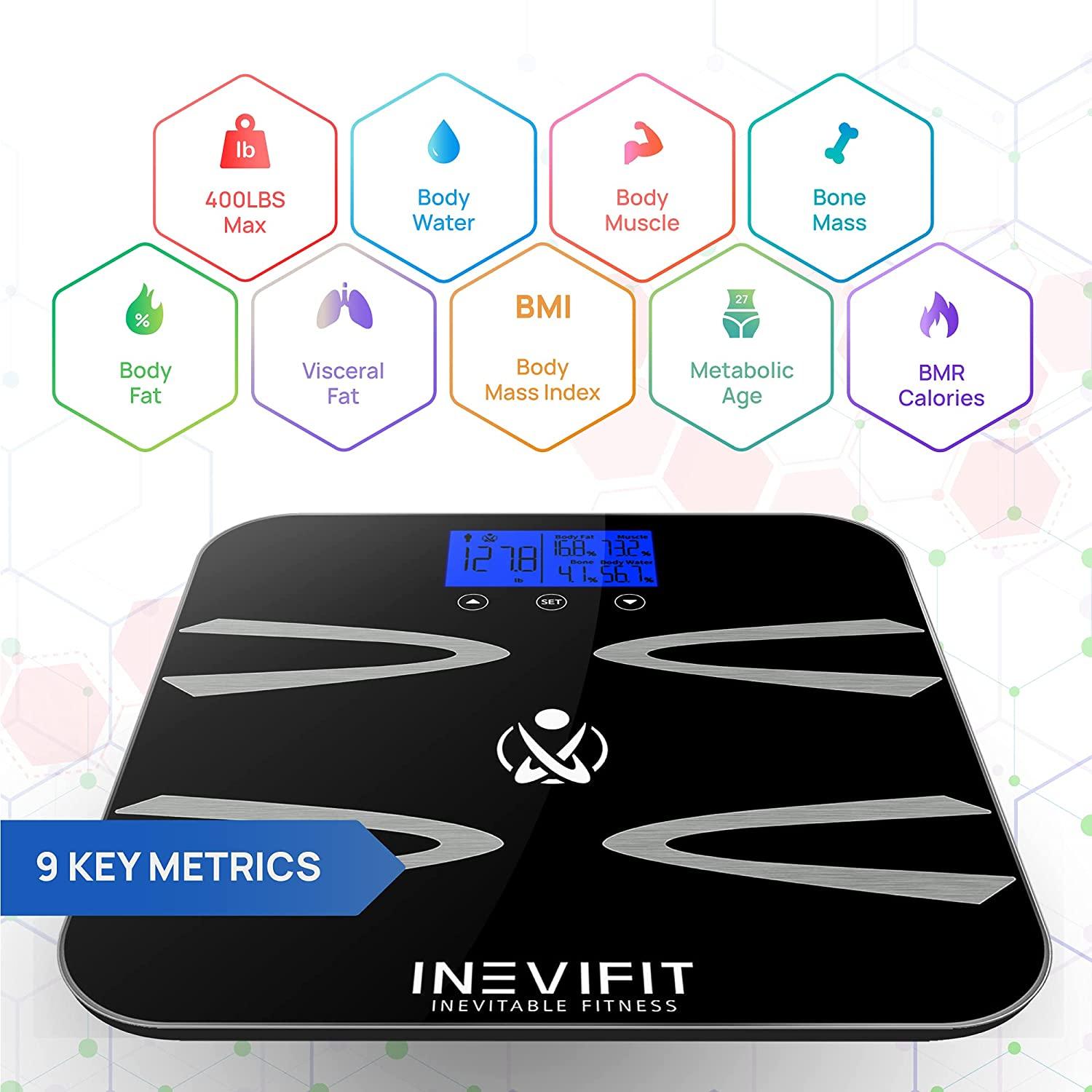 INEVIFIT Bathroom Scale, Highly Accurate Digital Bathroom Body Scale,  Measures Weight up to 400 lbs. Includes a 5-Year Warranty - White 
