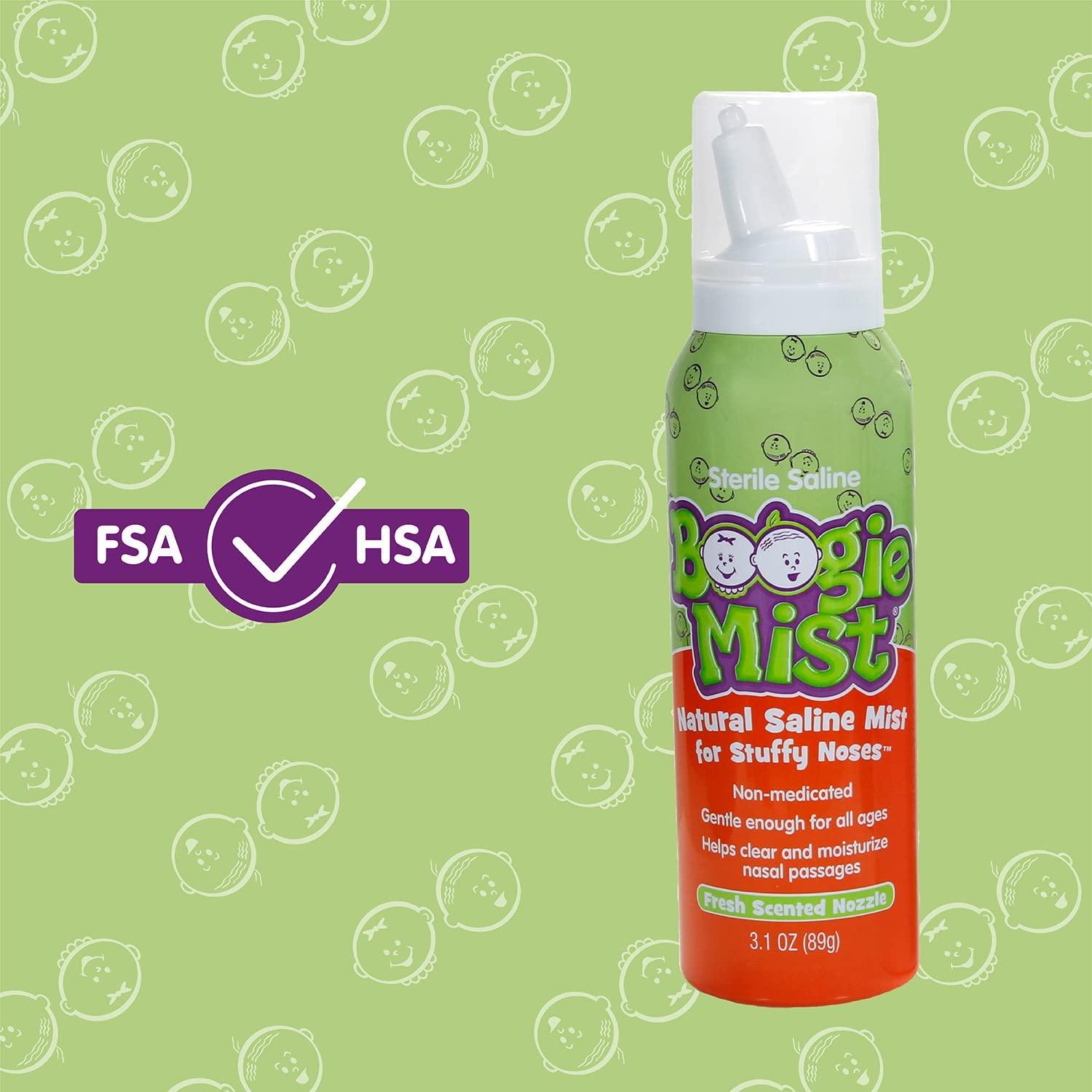 Baby Saline Nasal Spray by Boogie Mist, Nasal Decongestant, Made with