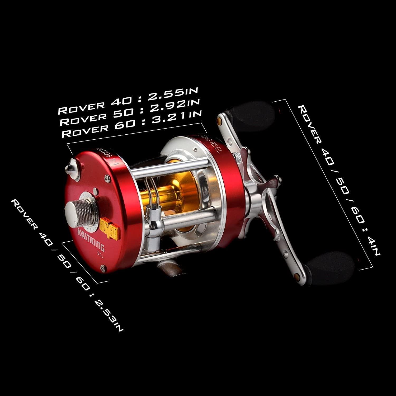 KastKing Rover Round Baitcasting Reel, Perfect Conventional Reel for  Catfish, Salmon/Steelhead, Striper Bass and Inshore Saltwater Fishing -  No.1 Highest Rated Conventional Reel, Reinforced Metal Body A: Right-Rover60