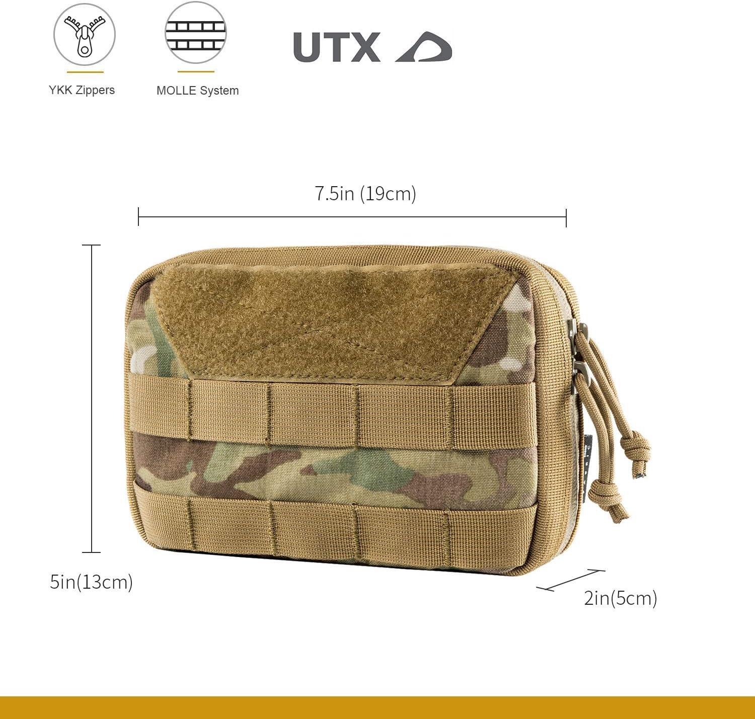 OneTigris Small MOLLE Pouch, Tactical Admin Pouch Belt EDC Tool Organizer  Zippered Utility Waist Pack 7.5x5x2 Multicam