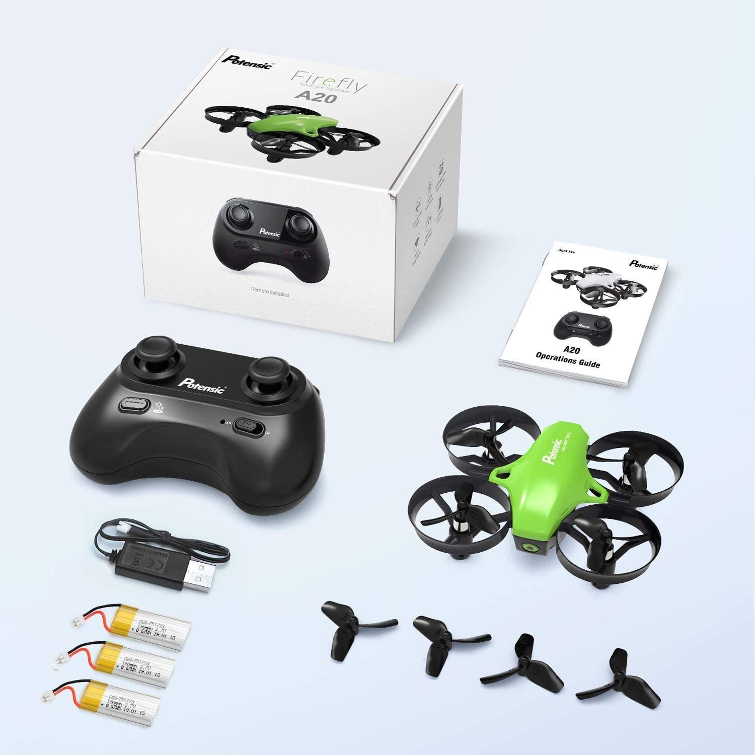 Potensic Upgraded A20 Mini Drone Easy to Fly Even to Kids and Beginners, RC  Helicopter Quadcopter with Auto Hovering, Headless Mode, 3 Batteries and  Remote Control, Gift Choice for Boys and Girls