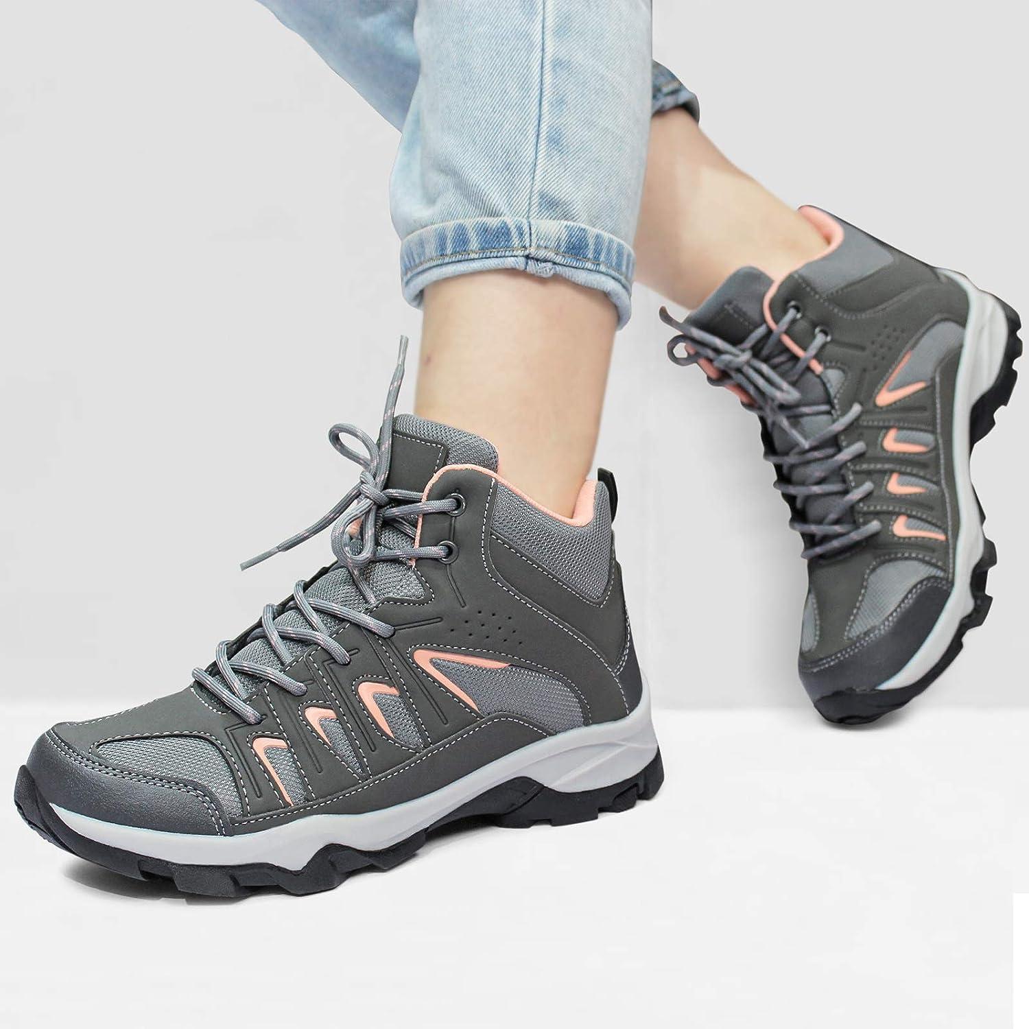 JABASIC Womens Mid Hiking Boots Lightweight Outdoor Trekking Shoes 9