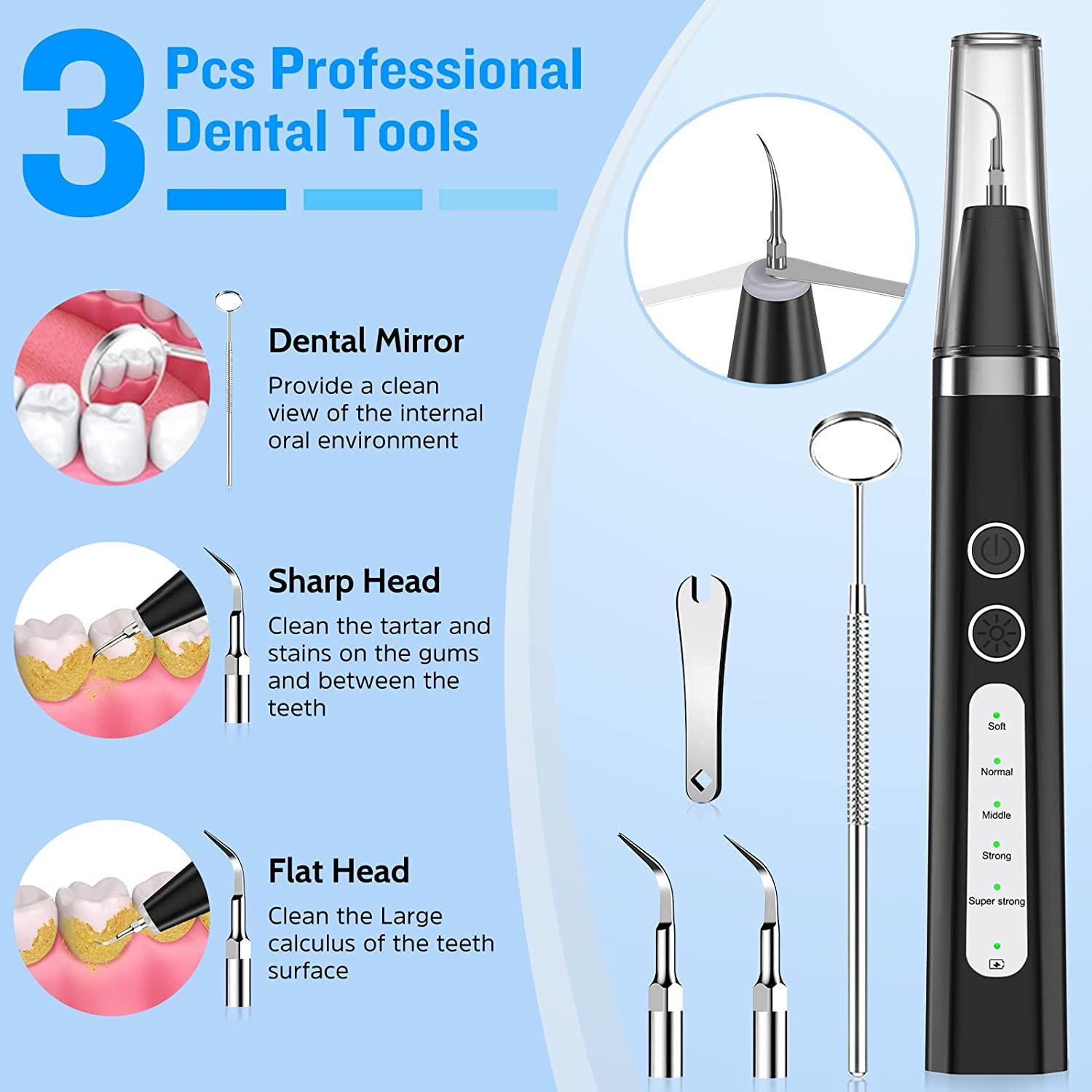 Ultrasonic Plaque Remover & Dental Cleaner Kit 5 Modes for Calculus