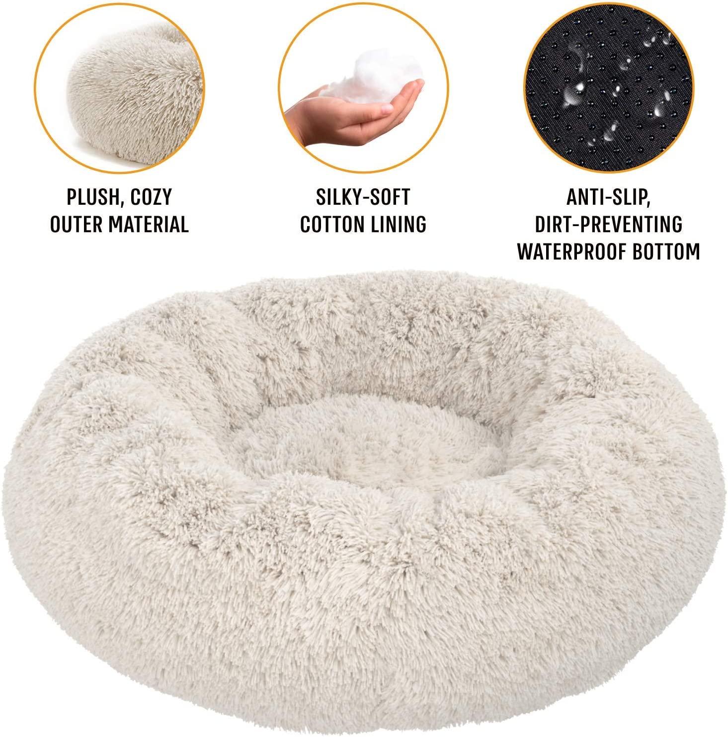 Plush Pet Bed Calming Donut Dog Bed Cat Bed Round Cuddler Nest