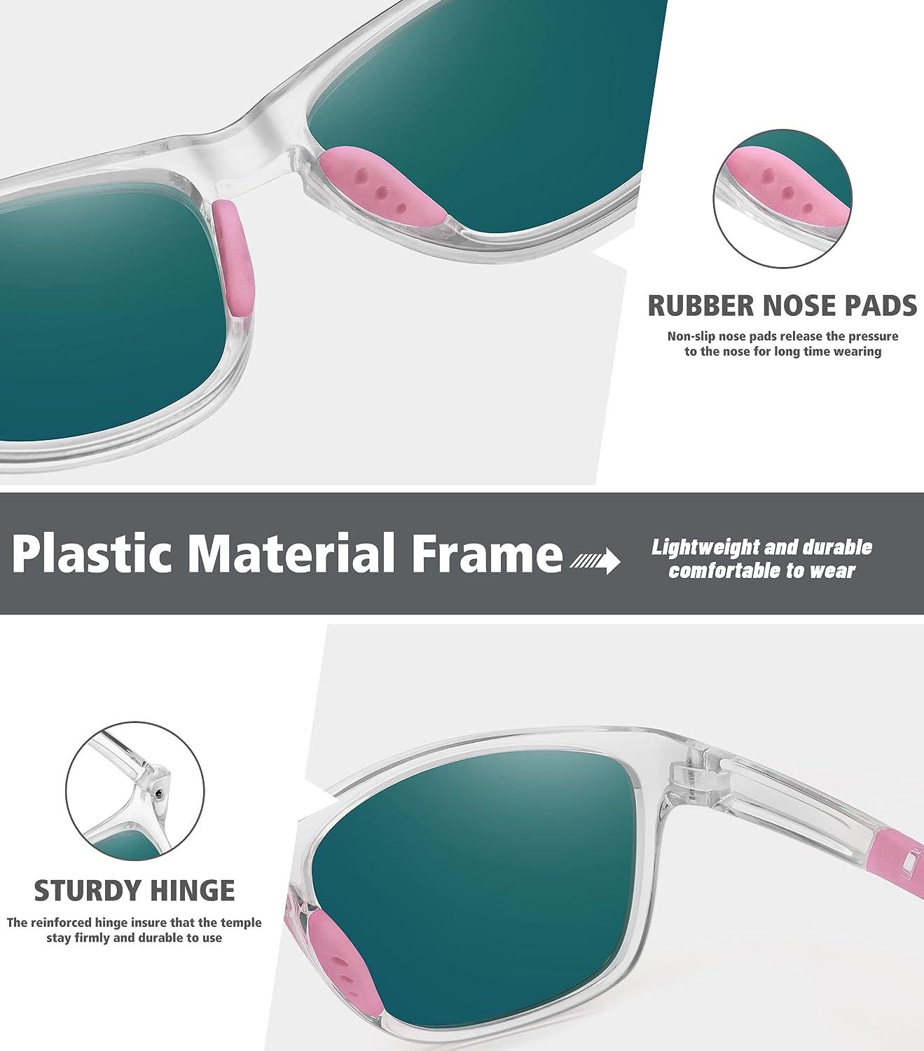MEETSUN Polarized Sports Sunglasses for Women Men Driving Running Cycling  Fishing Sun Glasses UV400 Protection Transparent Frame-pink Mirror Lens