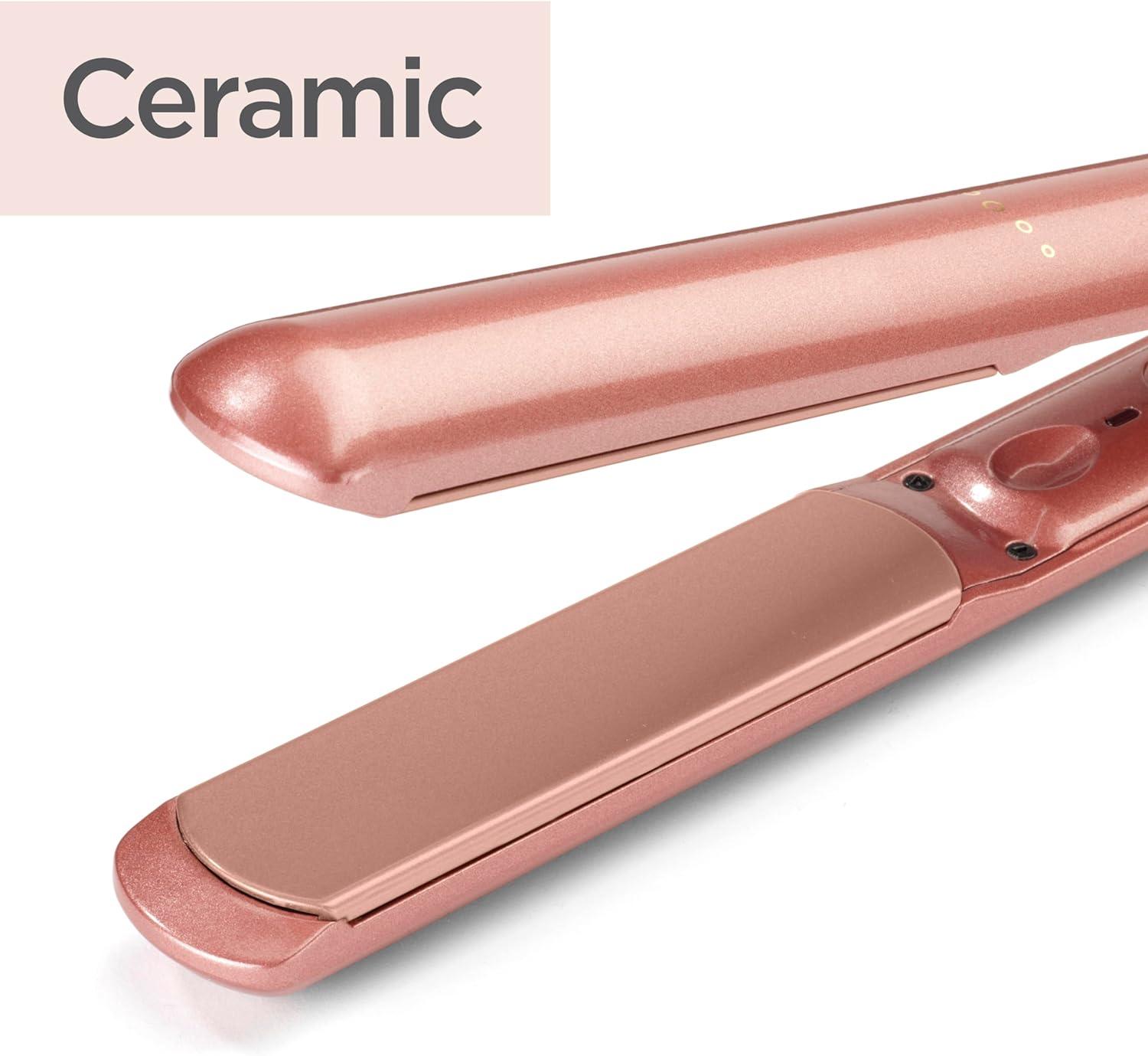 BaByliss Elegance 235C Hair Straighteners Ultra smooth Ceramic Plates Fast Heat Up Rose Gold Multi voltage Variable Heat