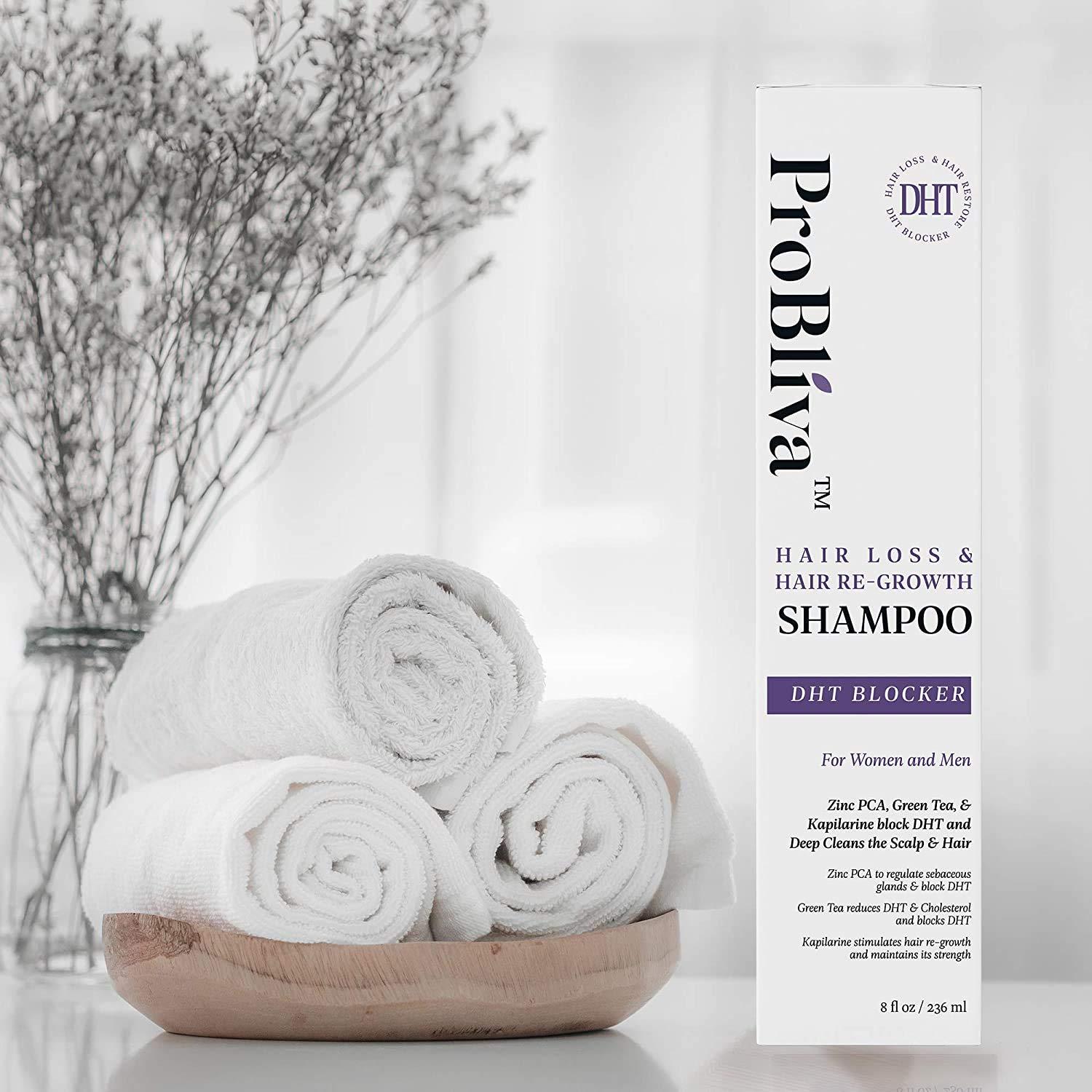 ProBliva DHT Blocker Shampoo for Hair Loss & Regrowth Zinc, Green Tea