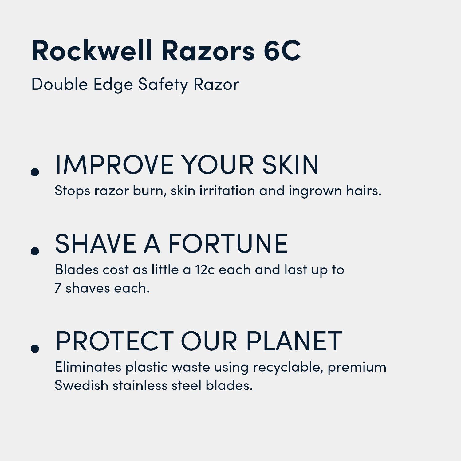 ROCKWELL RAZORS 6C Gunmetal Chrome DoubleEdge Safety Razor with 6 Adjustable Shave Settings and