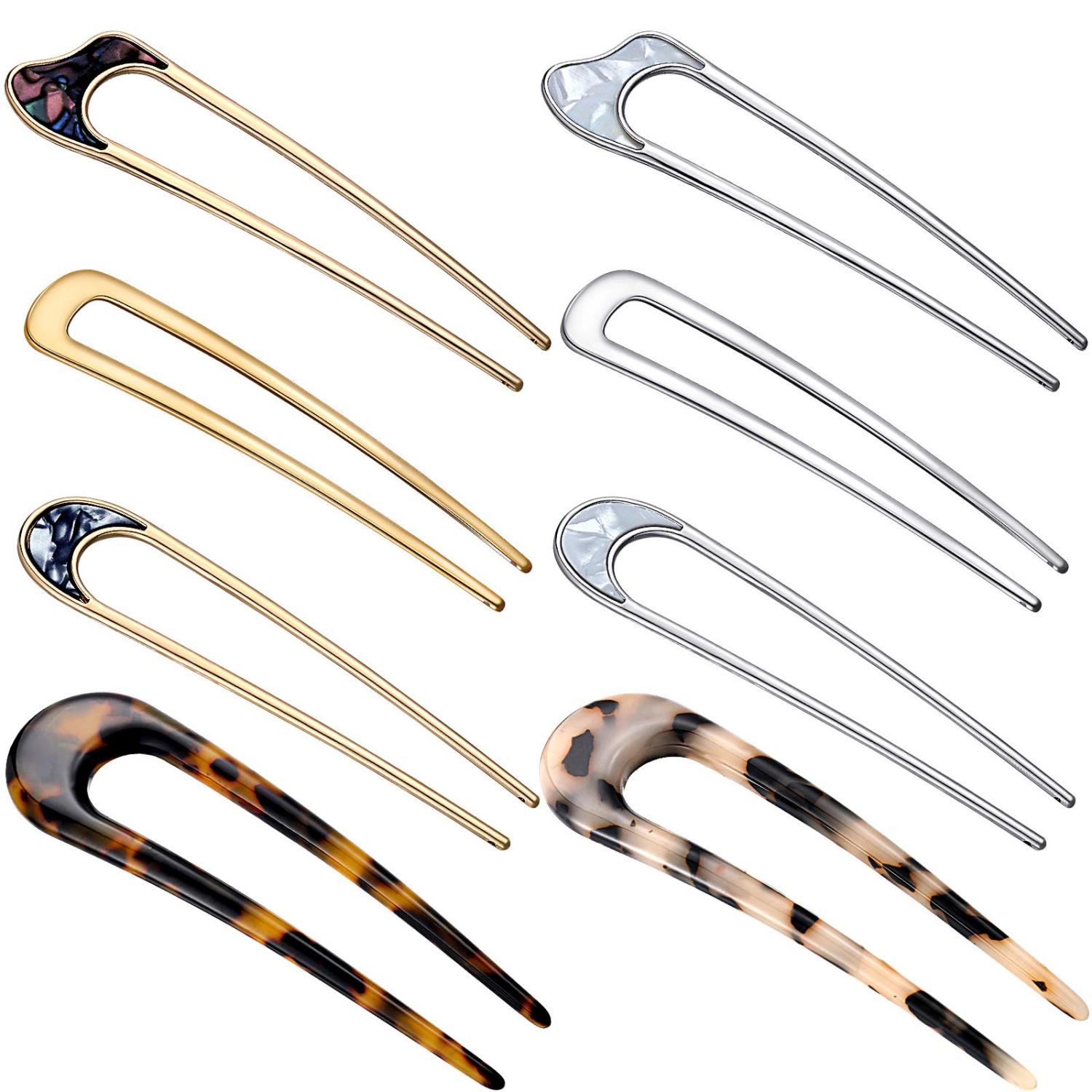 8 Pieces U Shaped Hair Pins French Hair Pins Metal French U Pins