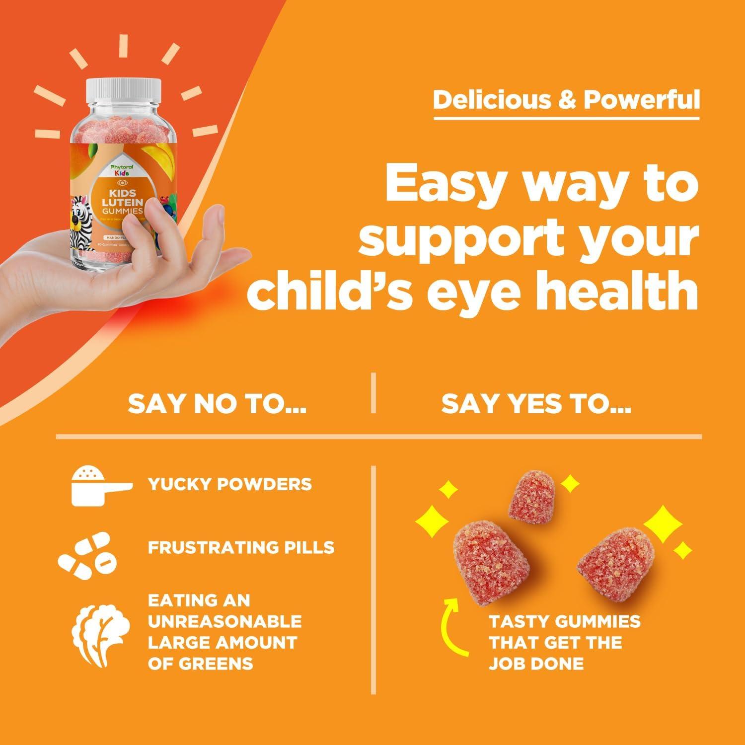 Lutein & Zeaxanthin Vegan Gummy Vitamins for Kids Eye Health & Blue