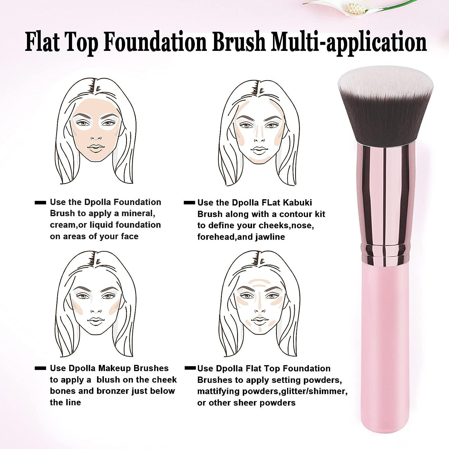 Duaiu Flat Top Kabuki Foundation Brush for Liquid Makeup - Premium Face Makeup Brushes for Liquid, Cream, Mineral Powder Blending Buffing Professional