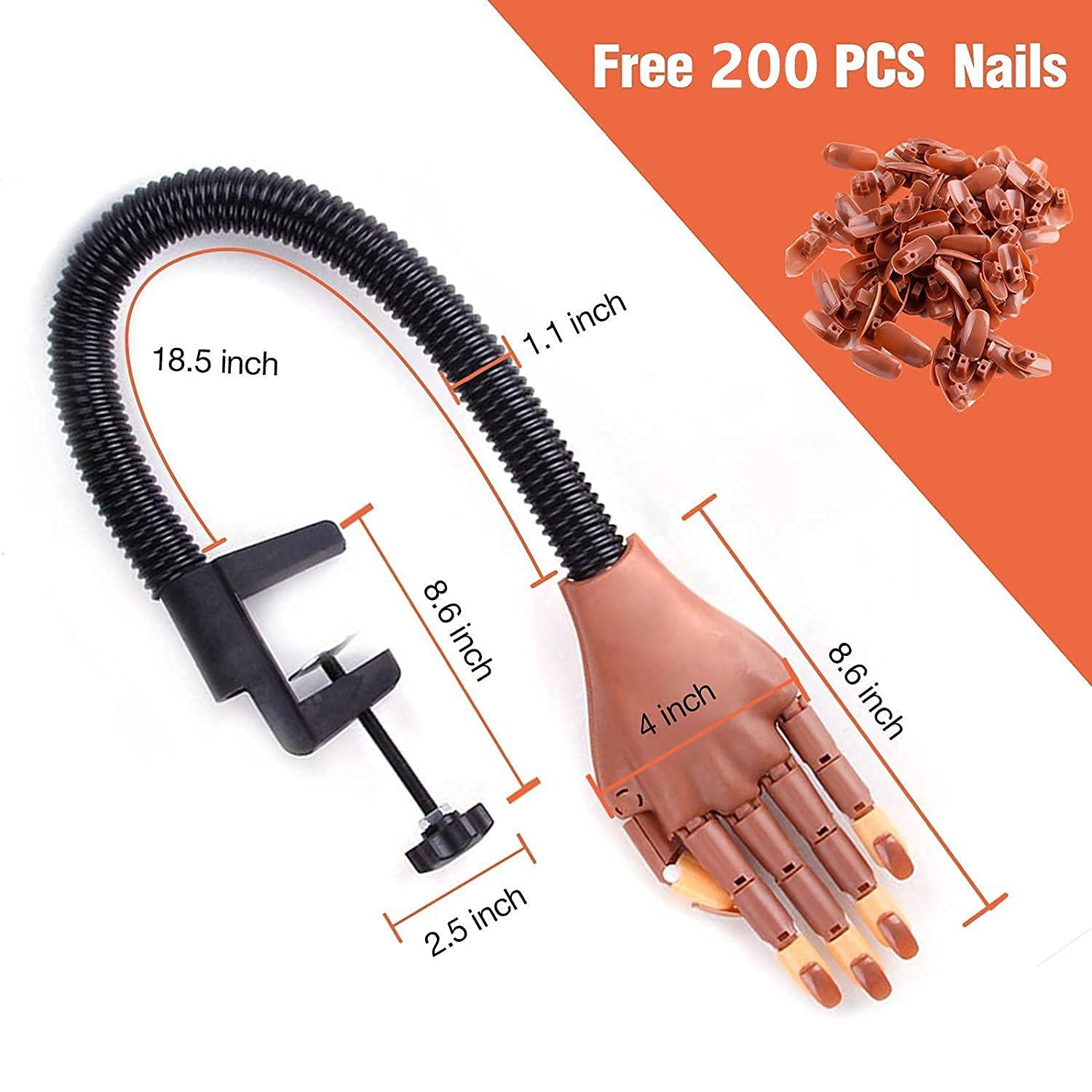 Practice Hand for Acrylic Nails-Flexible Moveable Nail Training Hand Kits,  False Mannequin Hands with Fake Nail Tips, Nail Files and Clipper