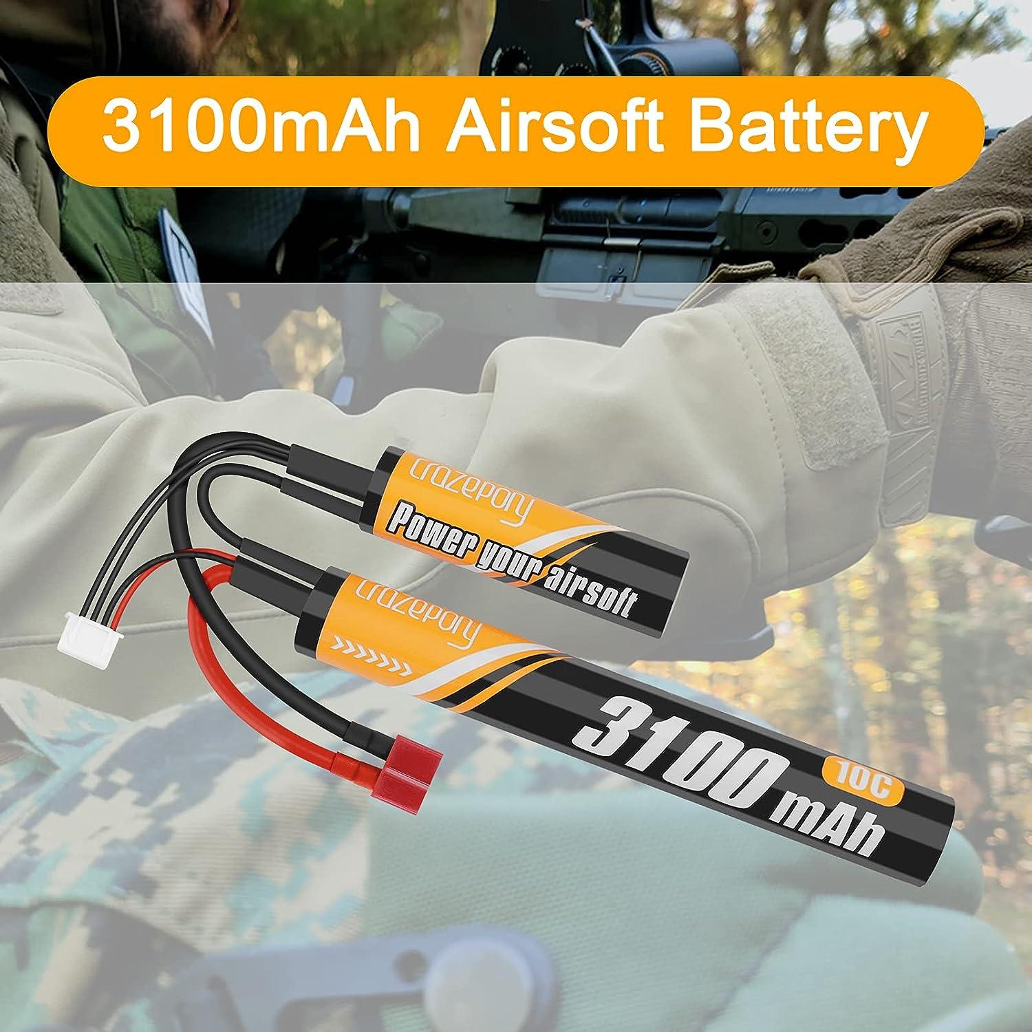 Crazepony Airsoft Battery 11.1v Nunchuck 3100mAh Mini Rechargeable
