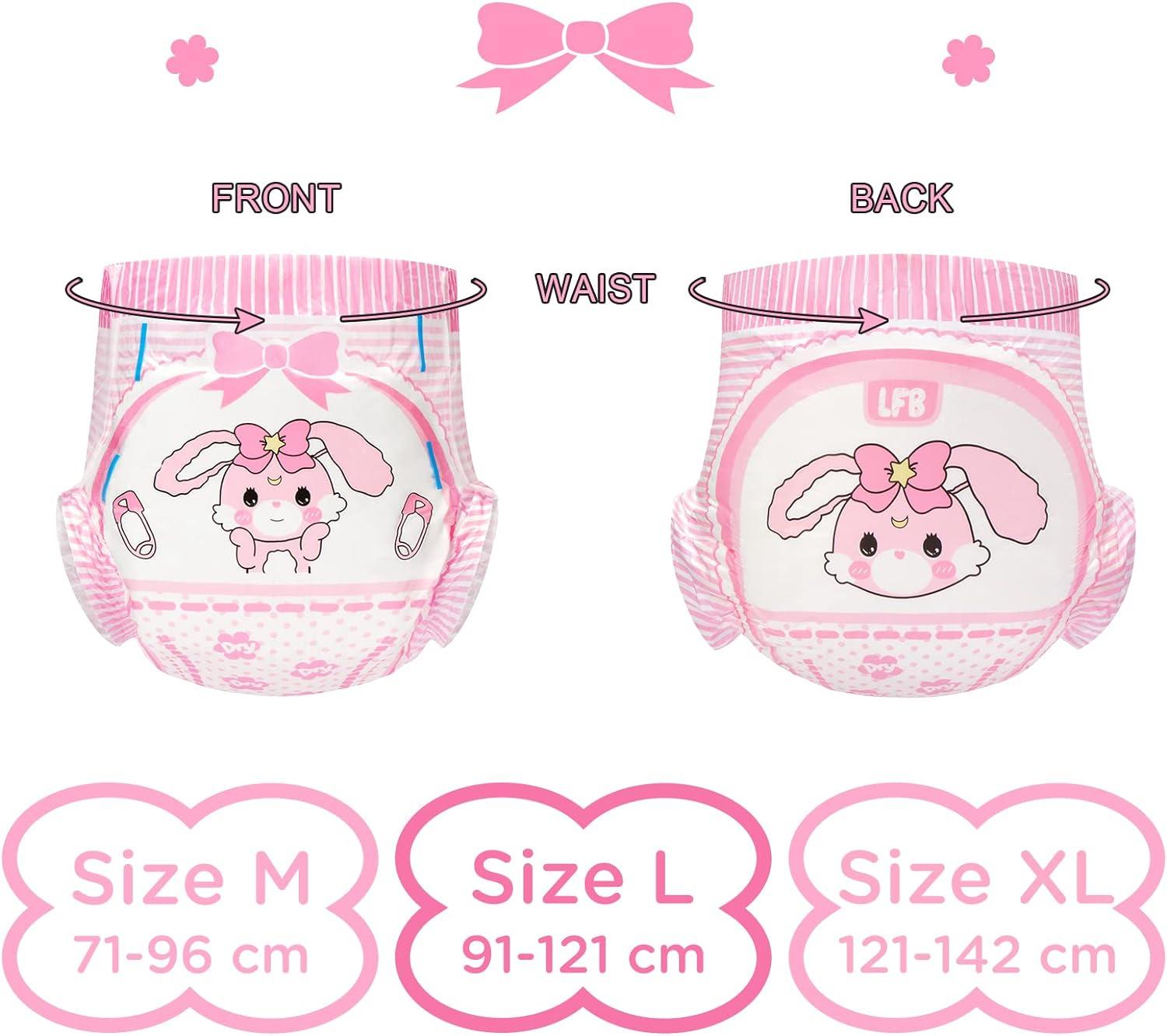 LittleForbig Adult Printed Diaper 2-Pack - Baby Usagi Pink