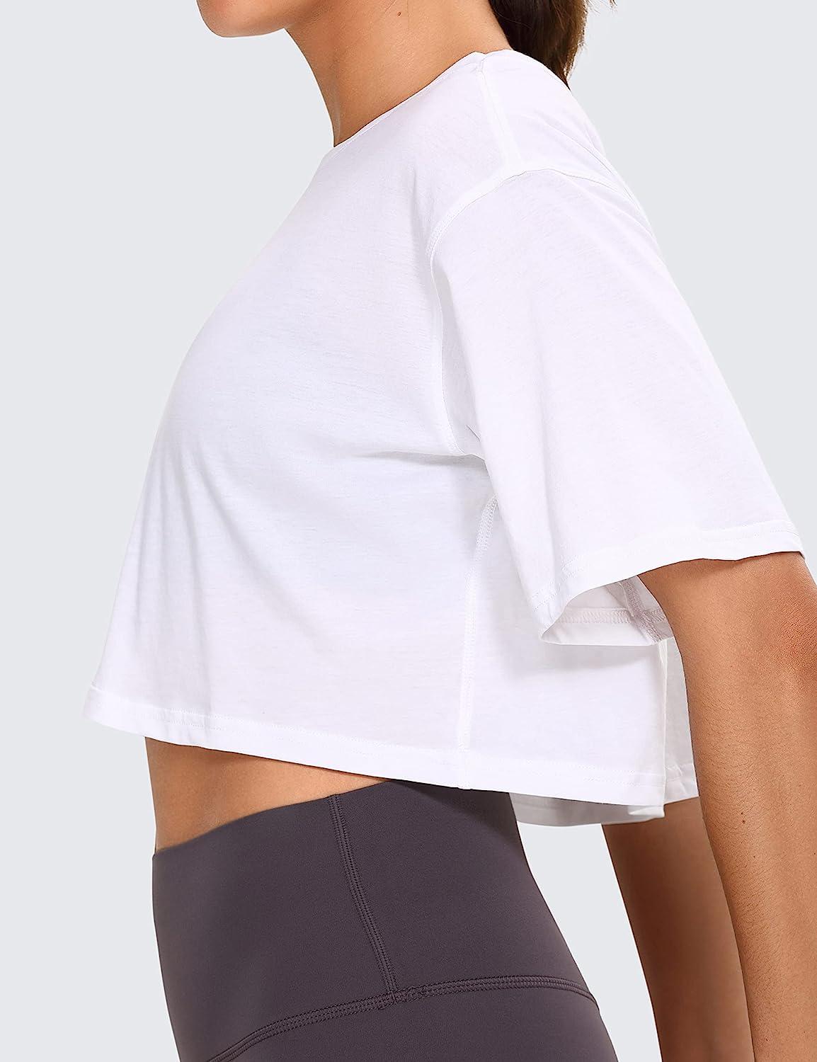 CRZ YOGA Pima Cotton Long Sleeve Shirts for Women Workout Crop Tops Loose  Cropped Sweatshirts Athletic Gym Shirts : : Clothing, Shoes 