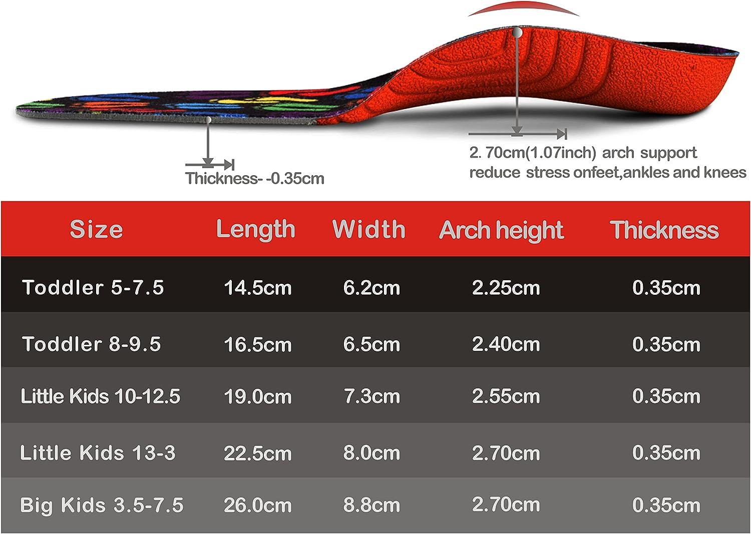 Kids Orthotic Insoles for Flat Feet & Arch Support - Size Little Kids ...
