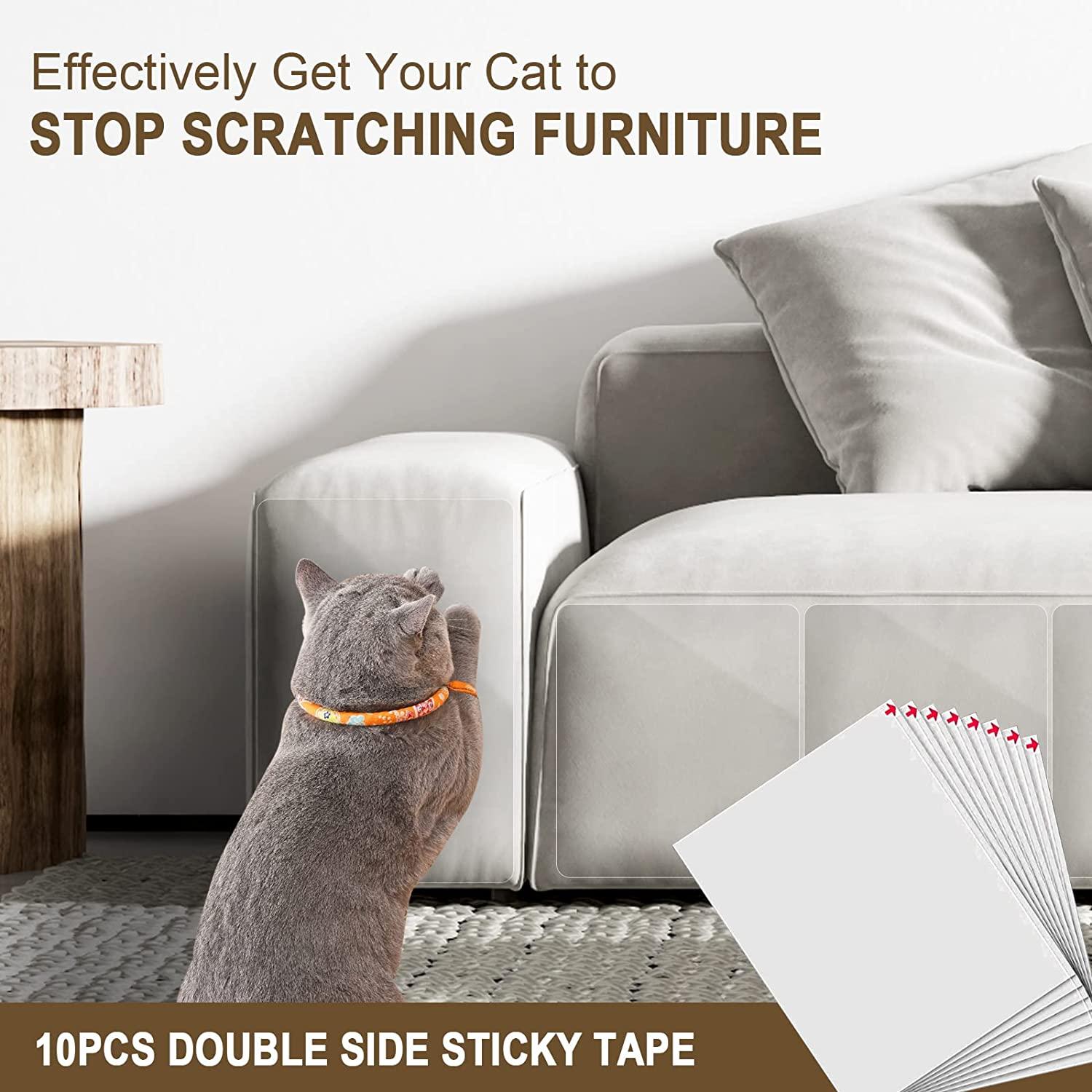 Anti Cat Scratch Furniture Protectors from Cats, Cat Scratch Deterrent  Tape, Double Sided Anti Scratching Sticky Tape, Clear Training Tape, Corner  Couch Protector for Cats 10PCS