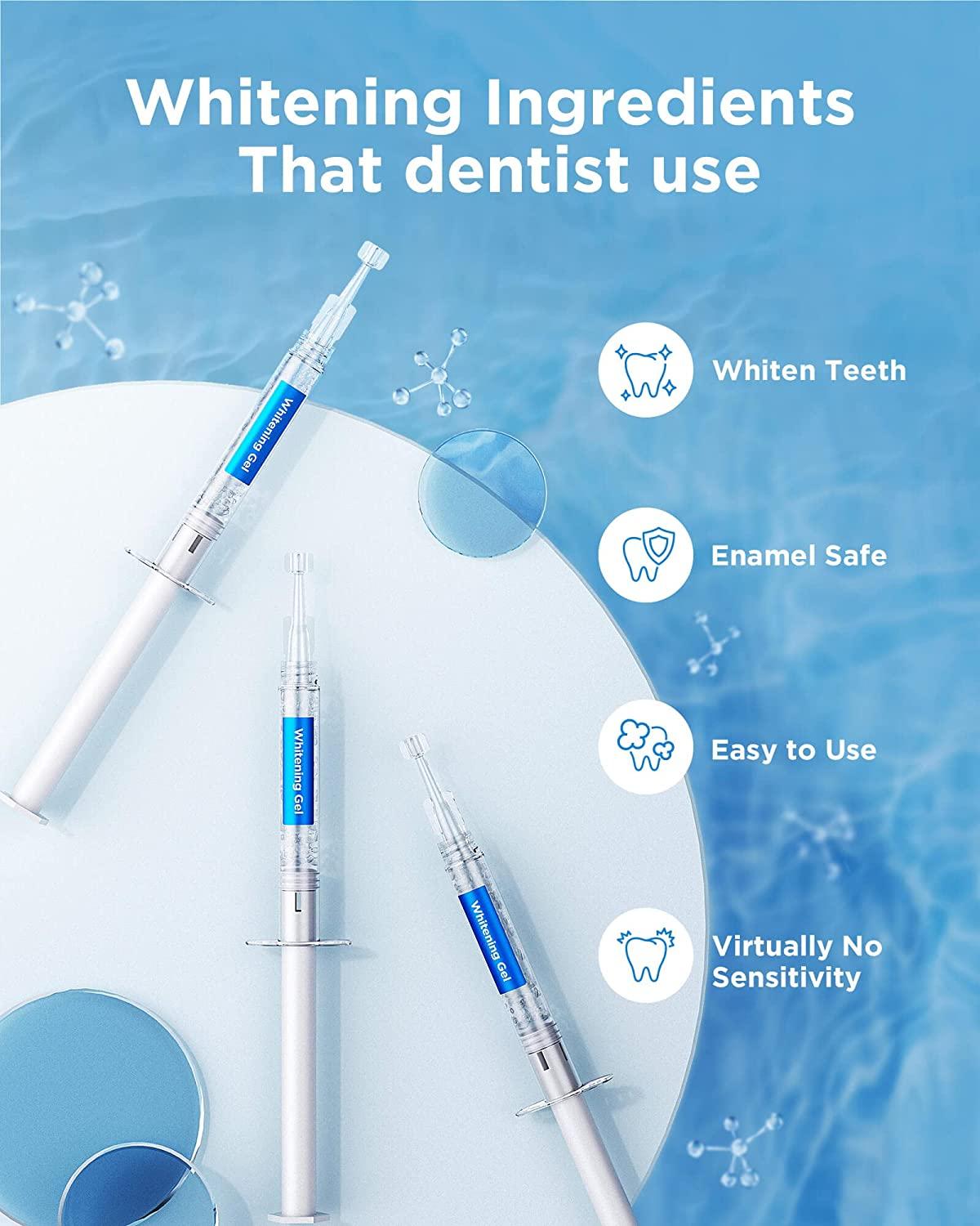 8 Pack Teeth Whitening Gel Syringes, 35 Carbamide Peroxide, Low Sensitivity Formula