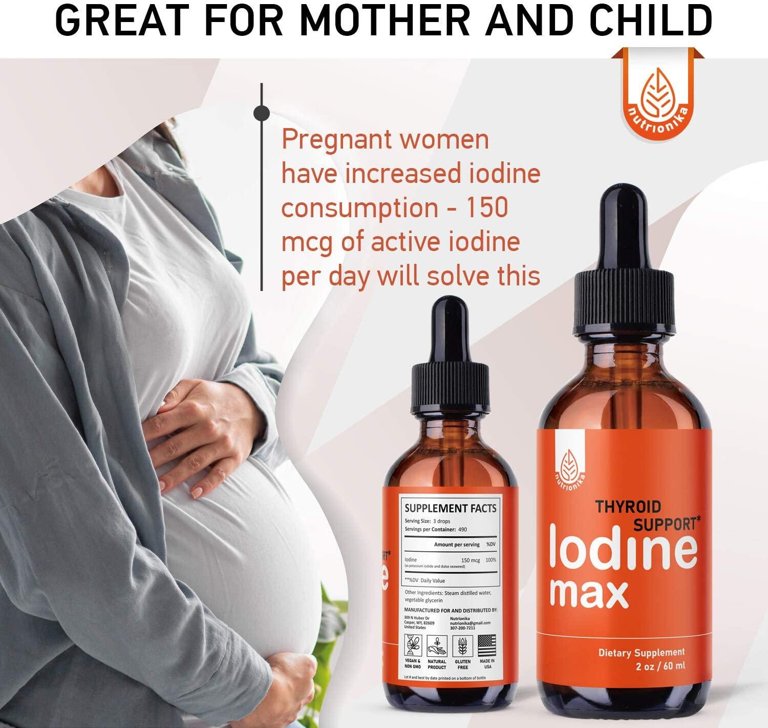 Nutrionika Nascent Iodine Drops Thyroid Support & Hormonal Balance 2 Fl Oz Liquid Iodine for