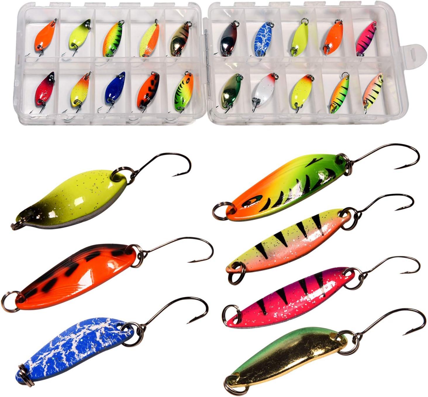 THKFISH Spoon Fishing Lures for Trout Spoons Hard Baits Single Hook Trout Lures  Metal Fishing Lures for Char Perch 12Pcs/20Pcs/15Pcs
