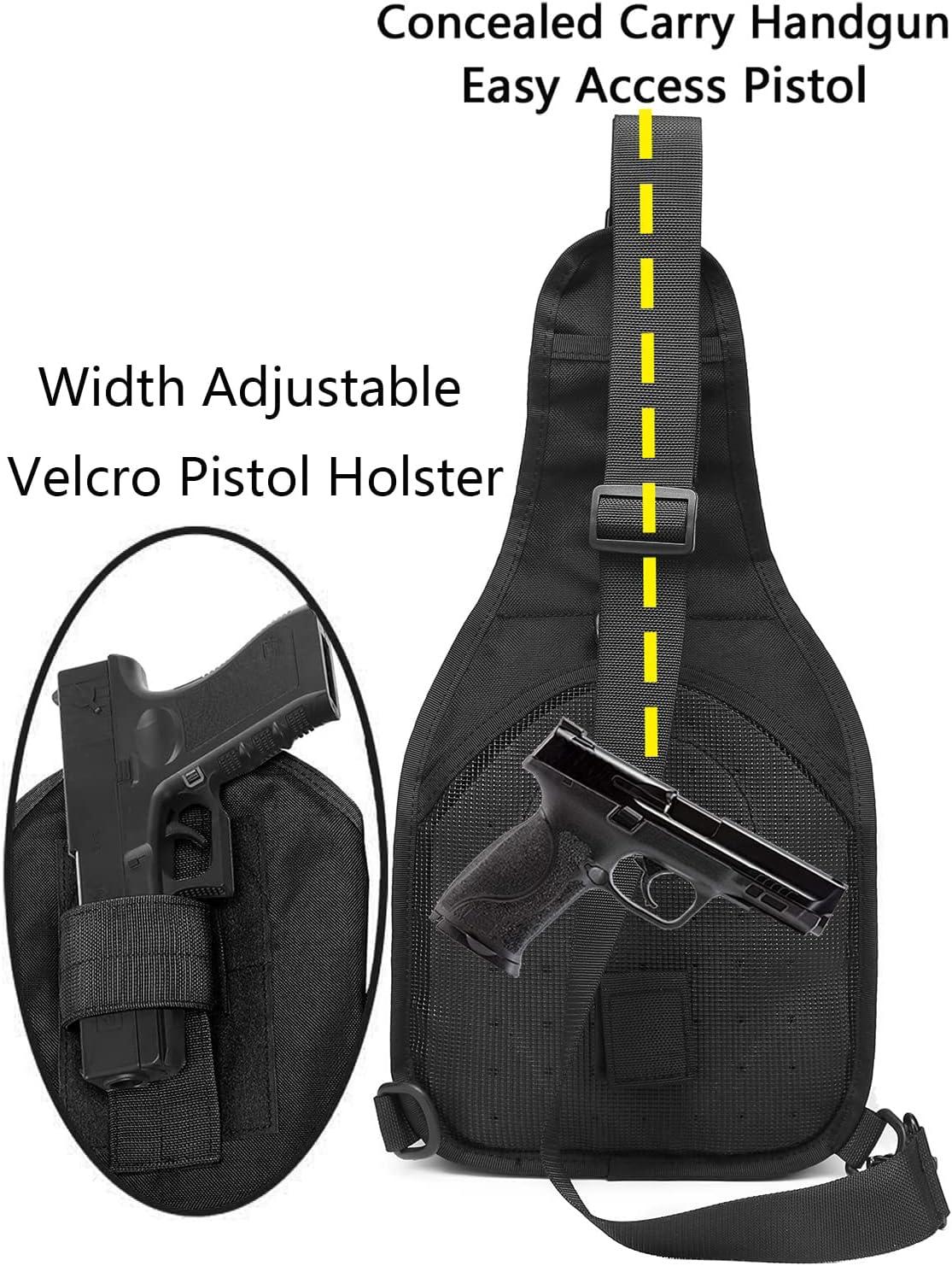 ATBP Small Tactical Sling Backpack with Concealed Pistol Holster Black