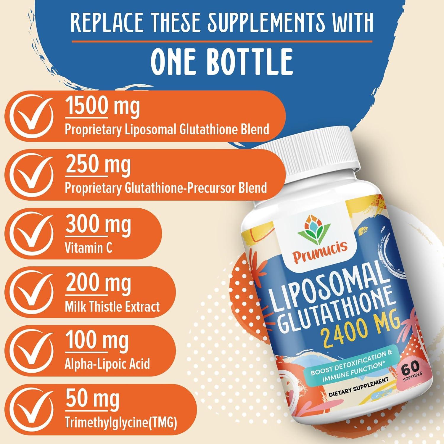 2400MG Liposomal Glutathione Supplement with Vitamin C - Non-GMO Master  Antioxidant Enhanced Absorption Boost Immune System - 120 Softgels (2 Packs  | Buy Now with Express International Delivery | GoSupps.com