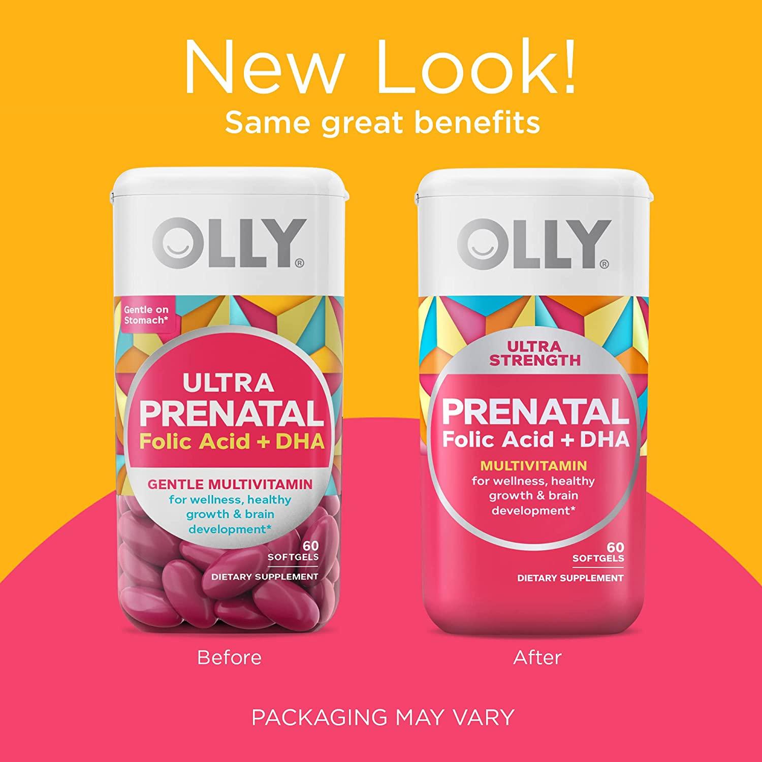 OLLY Ultra Strength Prenatal Multivitamin Softgels, Supports Healthy
