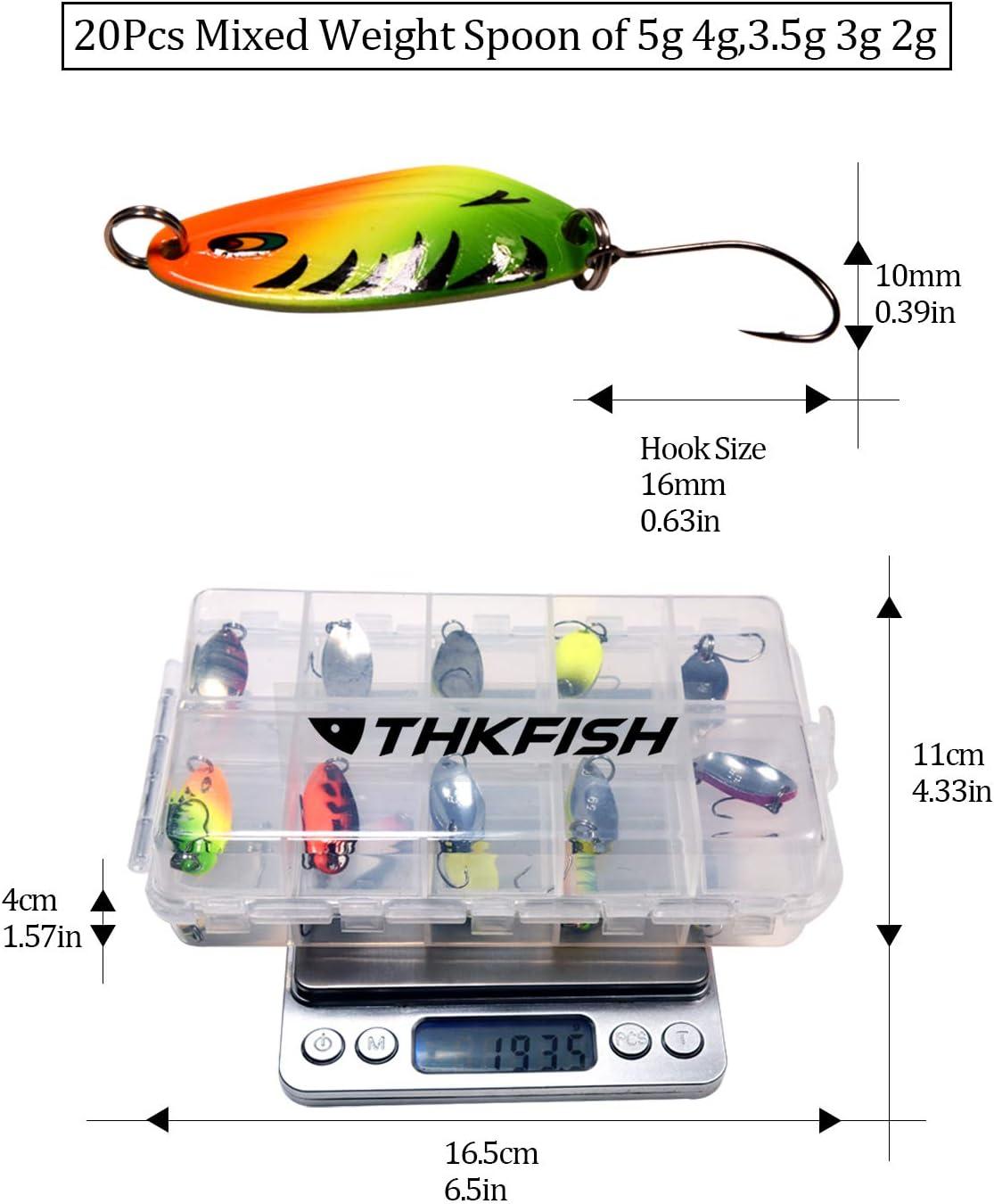 THKFISH Spoon Fishing Lures for Trout Spoons Hard Baits Single Hook Trout  Lures Metal Fishing Lures for Char Perch 12Pcs/20Pcs/15Pcs