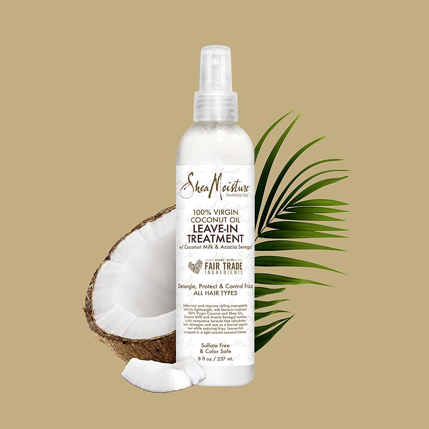 SheaMoisture 100% Virgin Coconut Oil Leave-in Conditioner Treatment for All  Hair Types 100% Extra Virgin Coconut Oil Silicone Free Conditioner 8 oz 8  Fl Oz (Pack of 1)