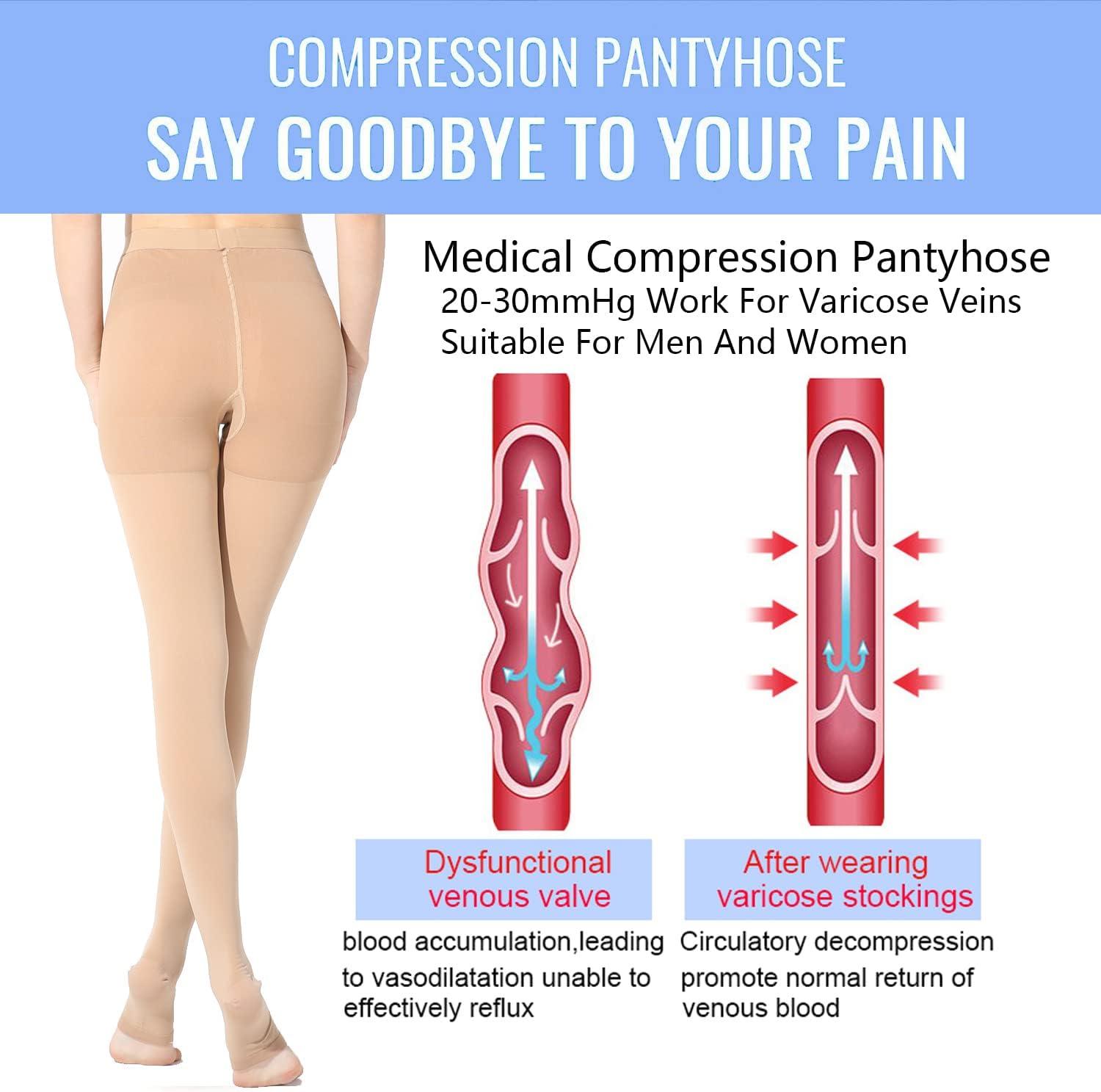 GLEMOSSLY Medical Compression Pantyhose for Women & Men,Open Toe