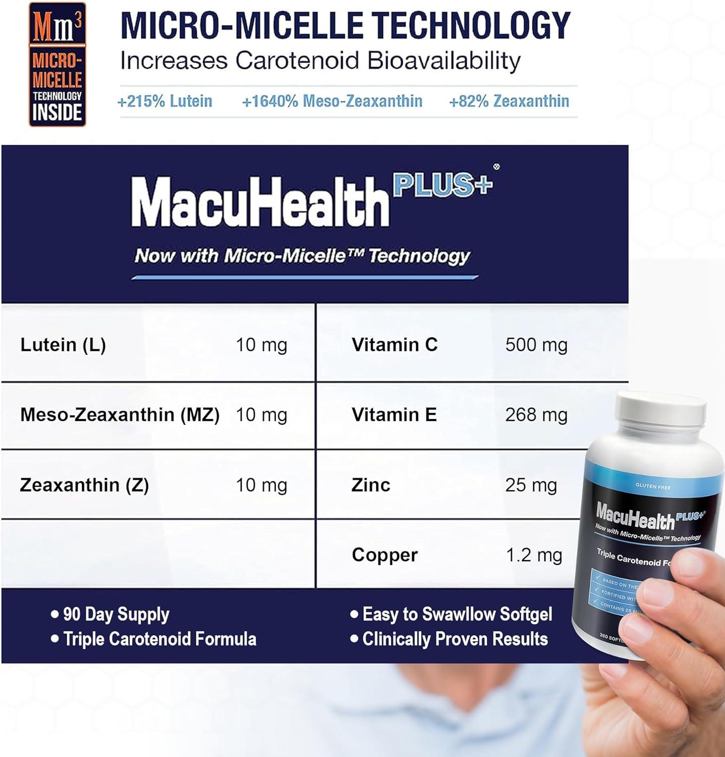 MacuHealth Plus+ Eye Vitamins Supplement AREDS2 Based Formula for AMD