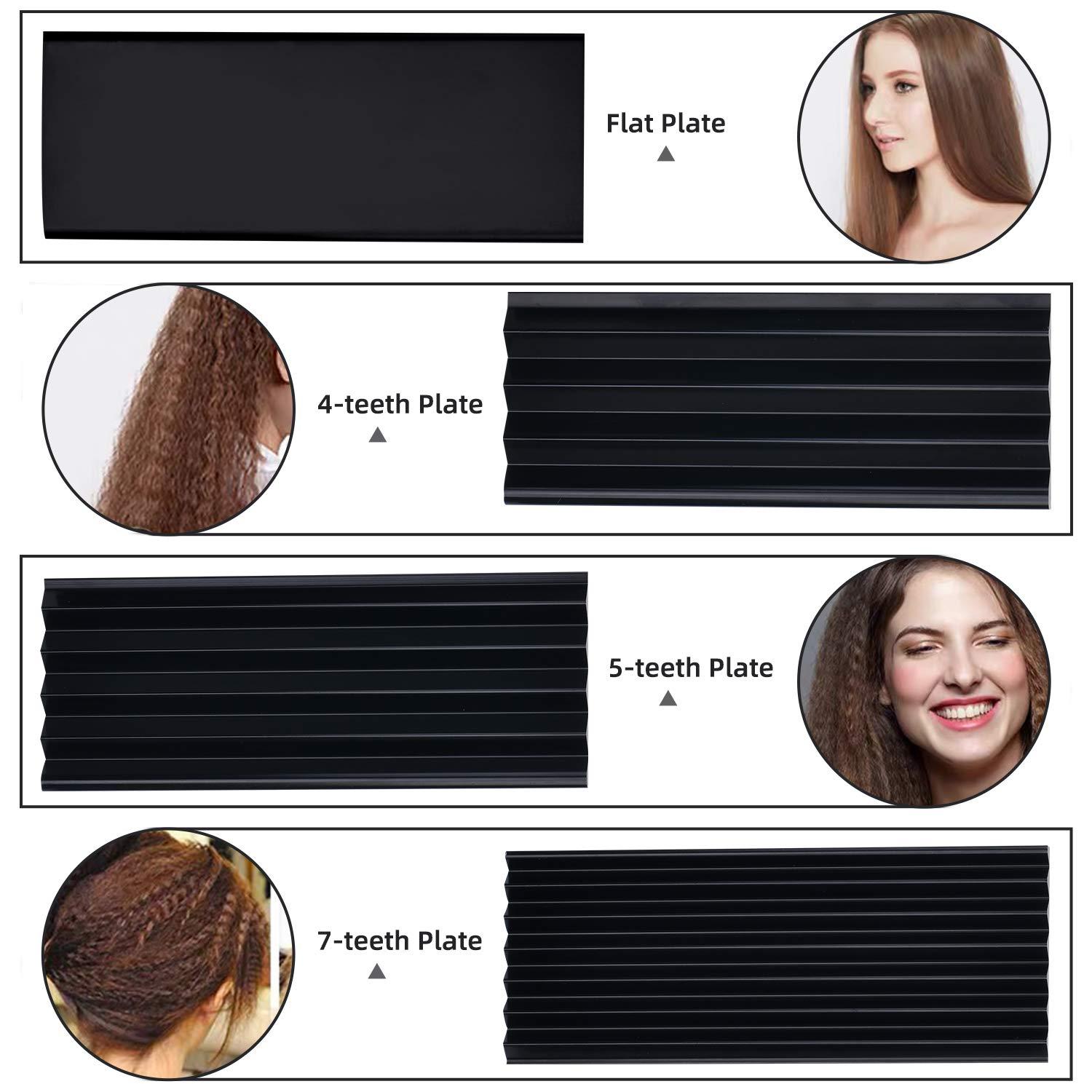 HANMEI Crimper Hair Iron, 4 in 1 Interchangeable Plates Hair Crimper