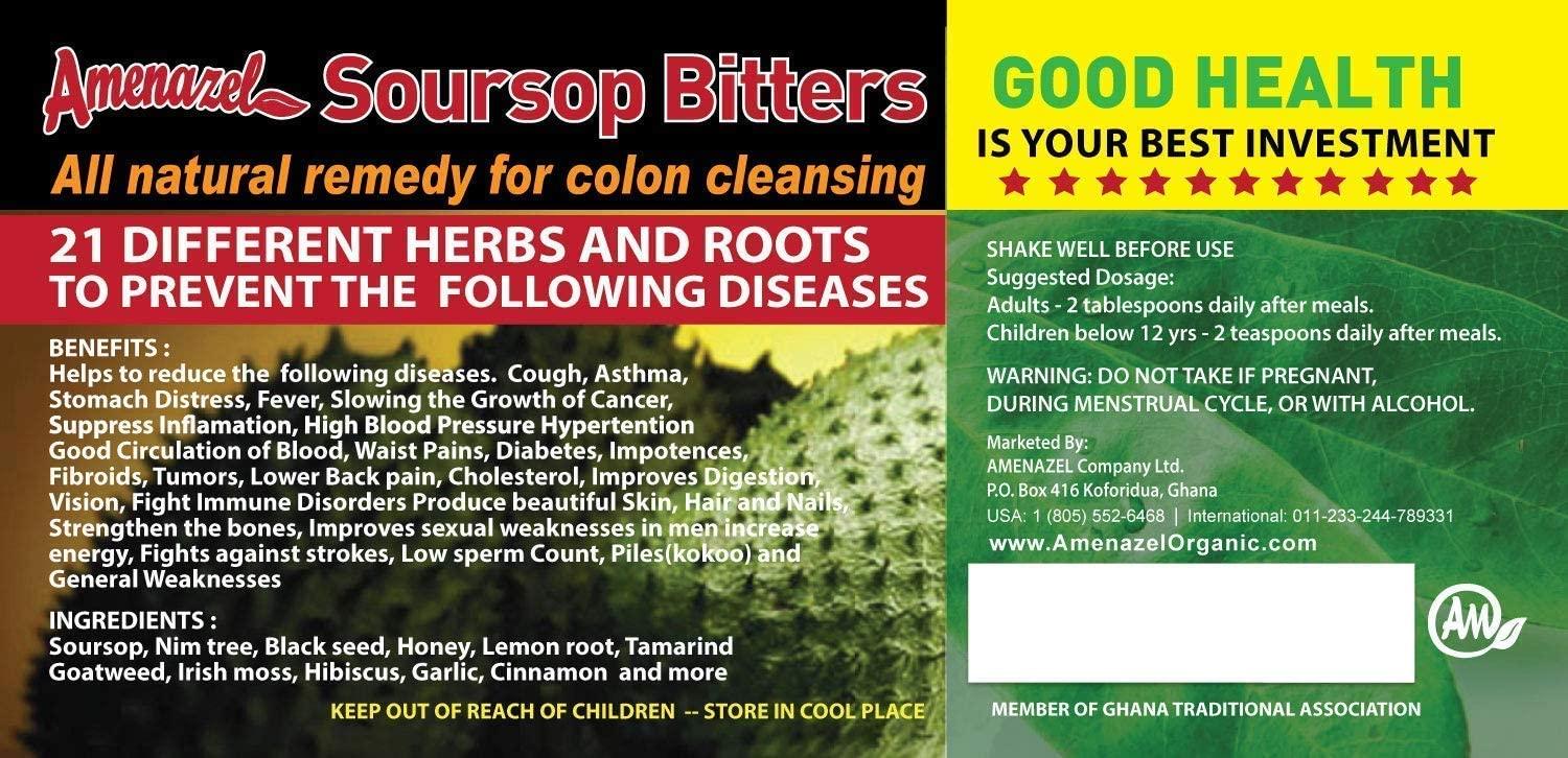 Amenazel Soursop Bitters 16oz Natural Digestive Health & Wellness Tonic