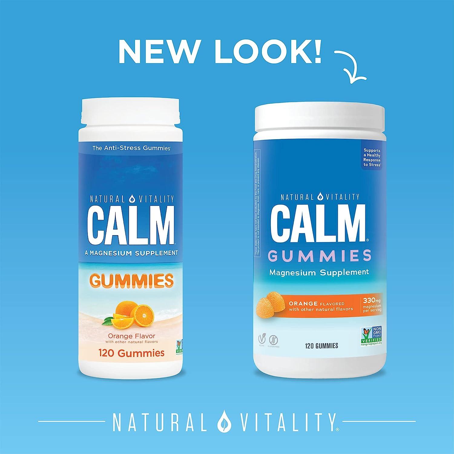 Natural Vitality Calm Magnesium Supplement, AntiStress Gummies, Vegan