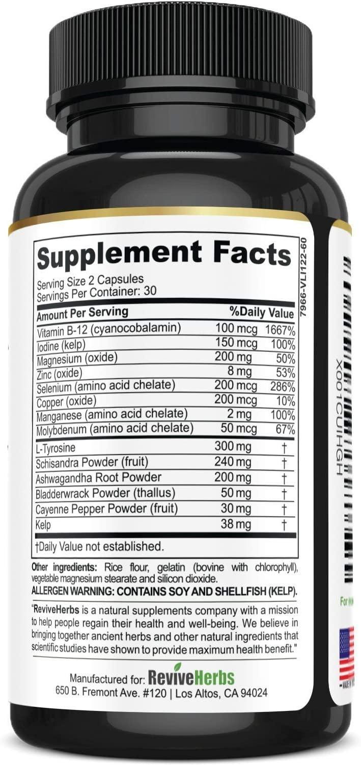 Revive Herbs Premium Thyroid Support for Hypothyroidism, Weight Loss