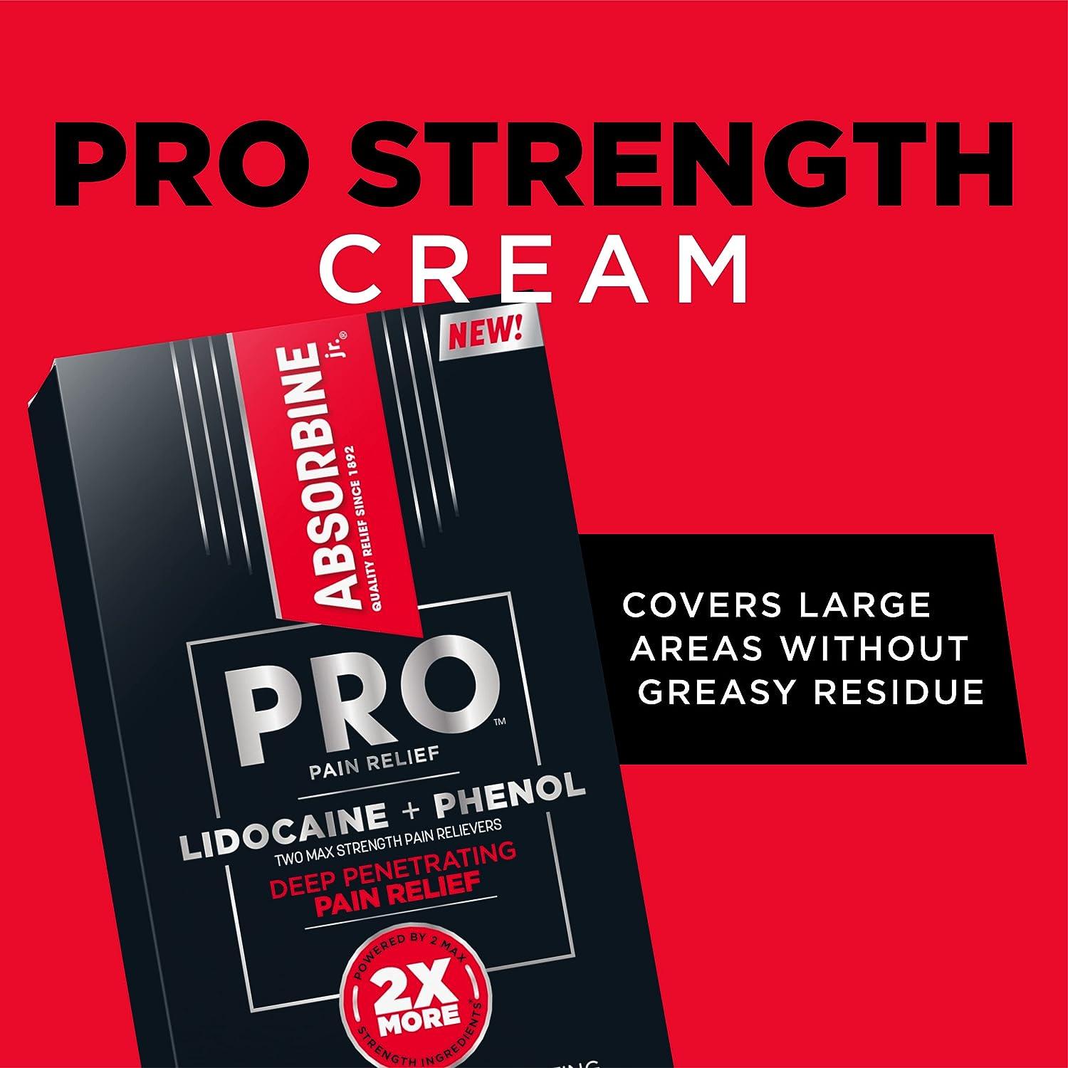 Absorbine Jr. PRO Max Strength Lidocaine Cream FastActing Numbing