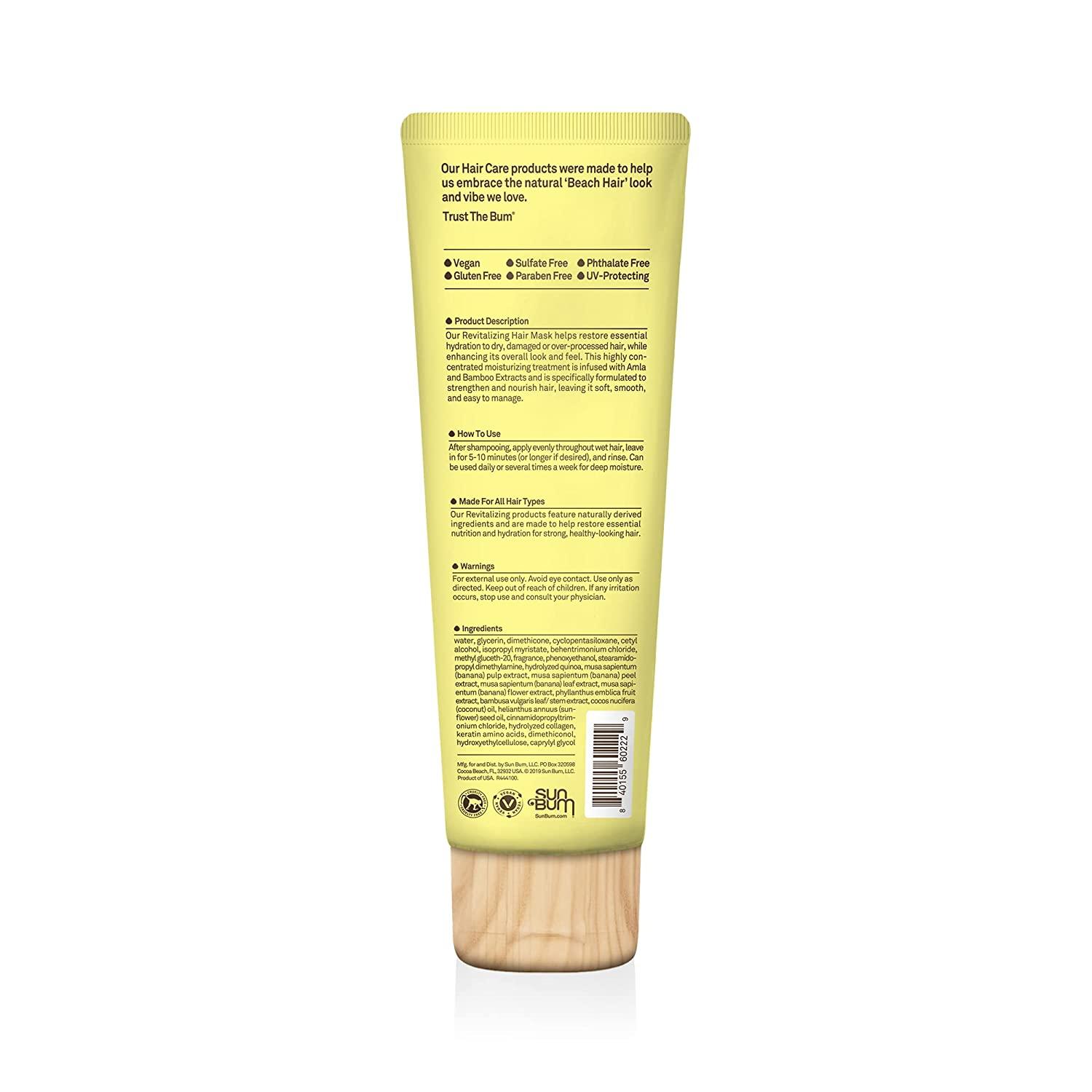 Sun Bum Revitalizing Deep Conditioning Hair Mask | Vegan and Cruelty Free  Moisturizing and Restoring Hair Treatment for Damaged Hair | 6 oz Tube