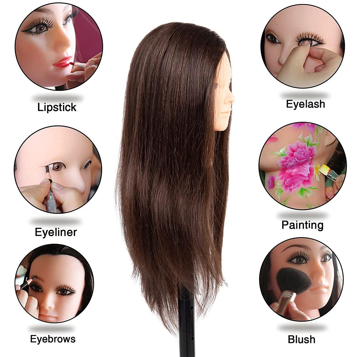 26''-28'' Long Hair Mannequin Head With Real Hair 60% Training
