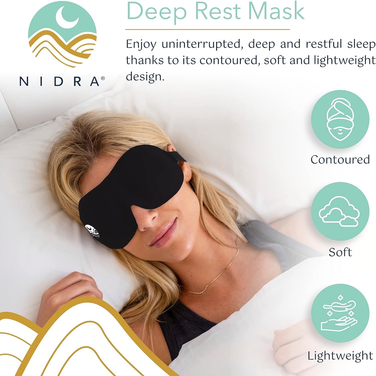 Nidra 3D Contoured Cup Molded Black Out Eye Mask for Women and Men