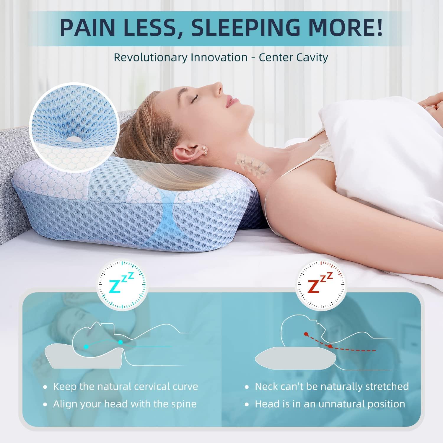 Side Sleeper Pillow | J Pillow for Side Sleeping | Side Sleeper Pillow with  Ear Hole | Swan Pillow Shape | Neck & Spine Alignment for Sleeping | Side