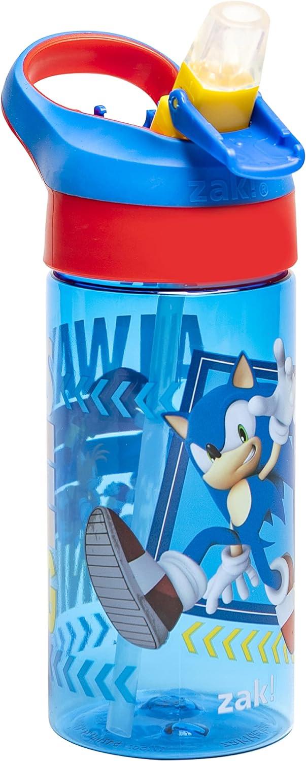 Zak Designs Sonic the Hedgehog Kids Water Bottle with Spout Cover and  Built-in Carrying Loop Made of Durable Plastic Leak-Proof Water Bottle  Design for Travel (17.5 oz Non-BPA Pack of 2)