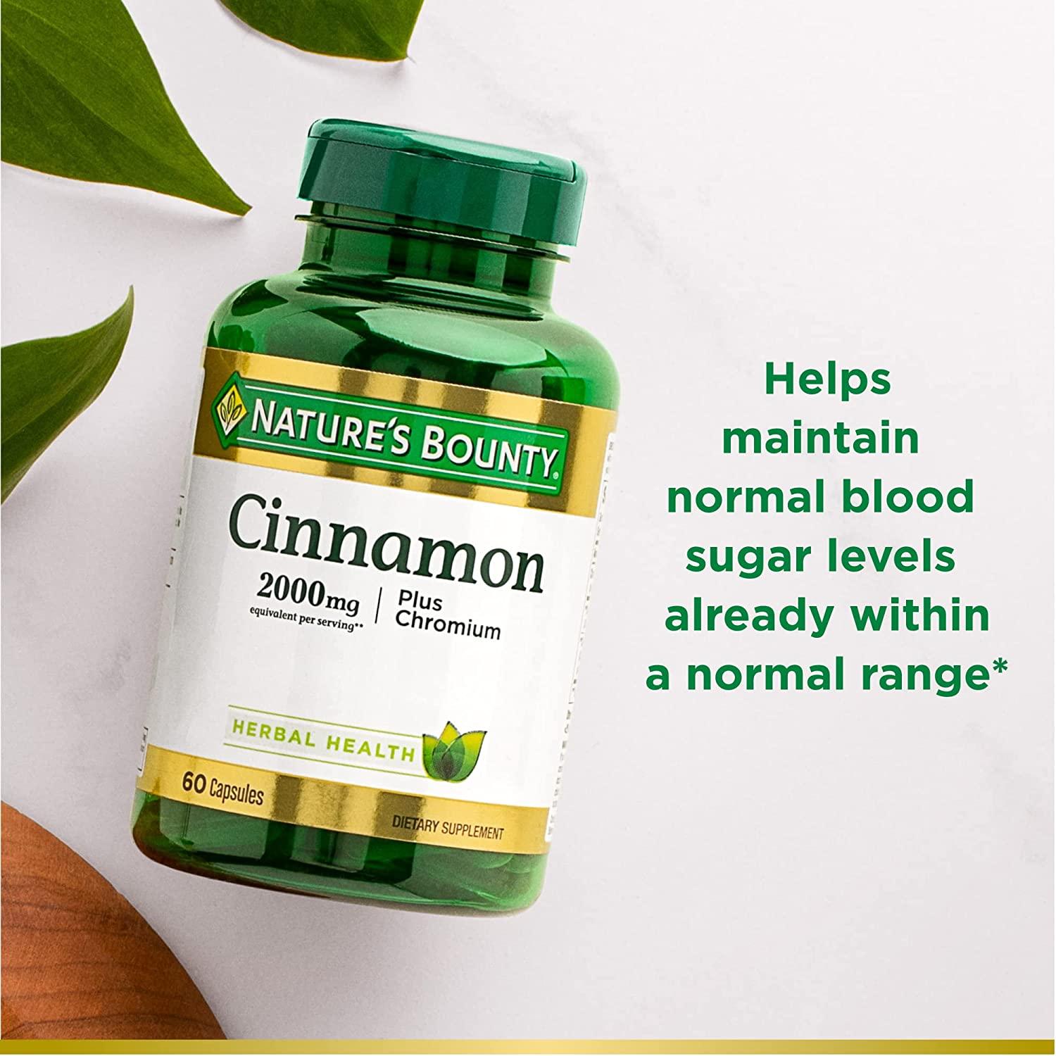 Nature's Bounty Cinnamon Plus Chromium 2000 mg 60 Capsules