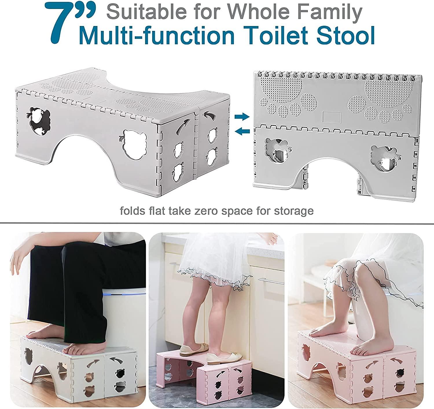 Foldable Toilet Stool, 7 inches Healthy Squatting Posture Poop Stool