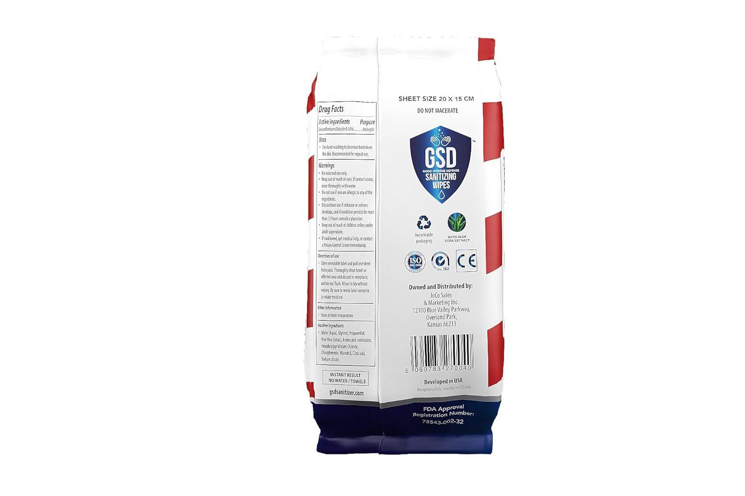 GSD BleachFree Disinfecting Wipes with Aloe Vera Antibacterial