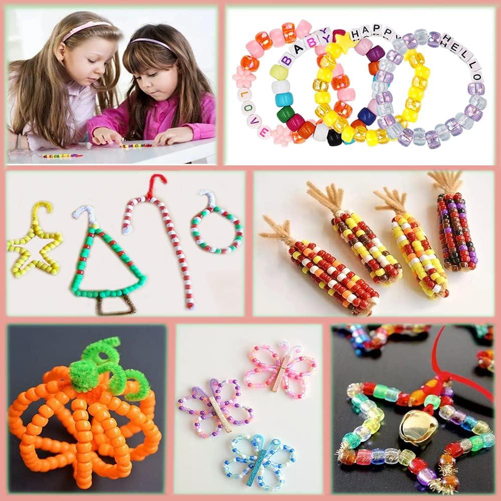 Friendship Bracelets Making Kit ,Kandi Bracelet Kit with Pony Beads Elastic  String Charm Smiley Face and Letter Beads for Kids Crafts and Jewelry