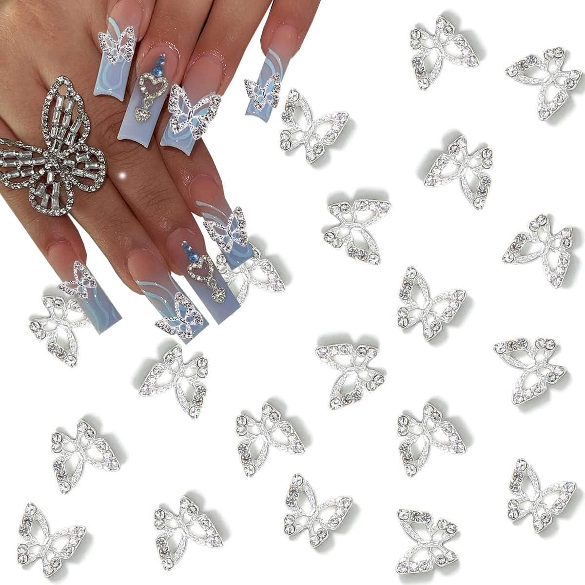  DANNEASY 12pcs Butterfly Nail Charms 3D Gold Silver